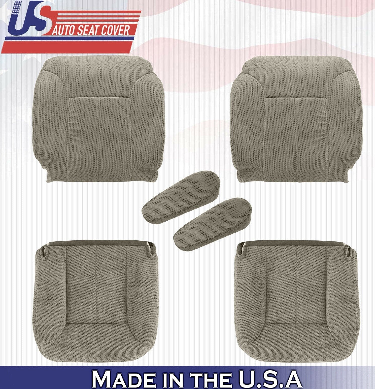 1995 to 1999 For Chevy Tahoe Front Set Tops & Bottoms + Armrests Cloth Cover Tan