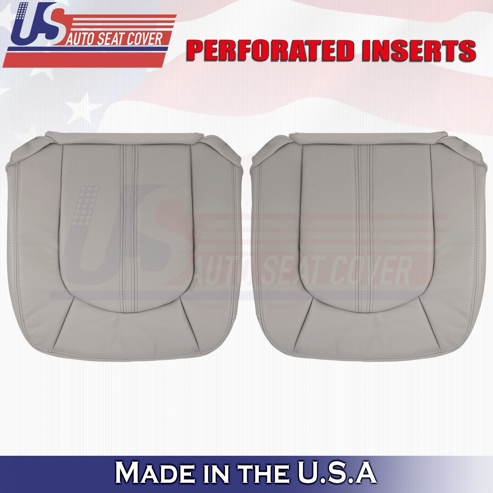 2008 to 2013 For Cadillac CTS Driver & Passenger Bottom Leather Seat Covers Gray