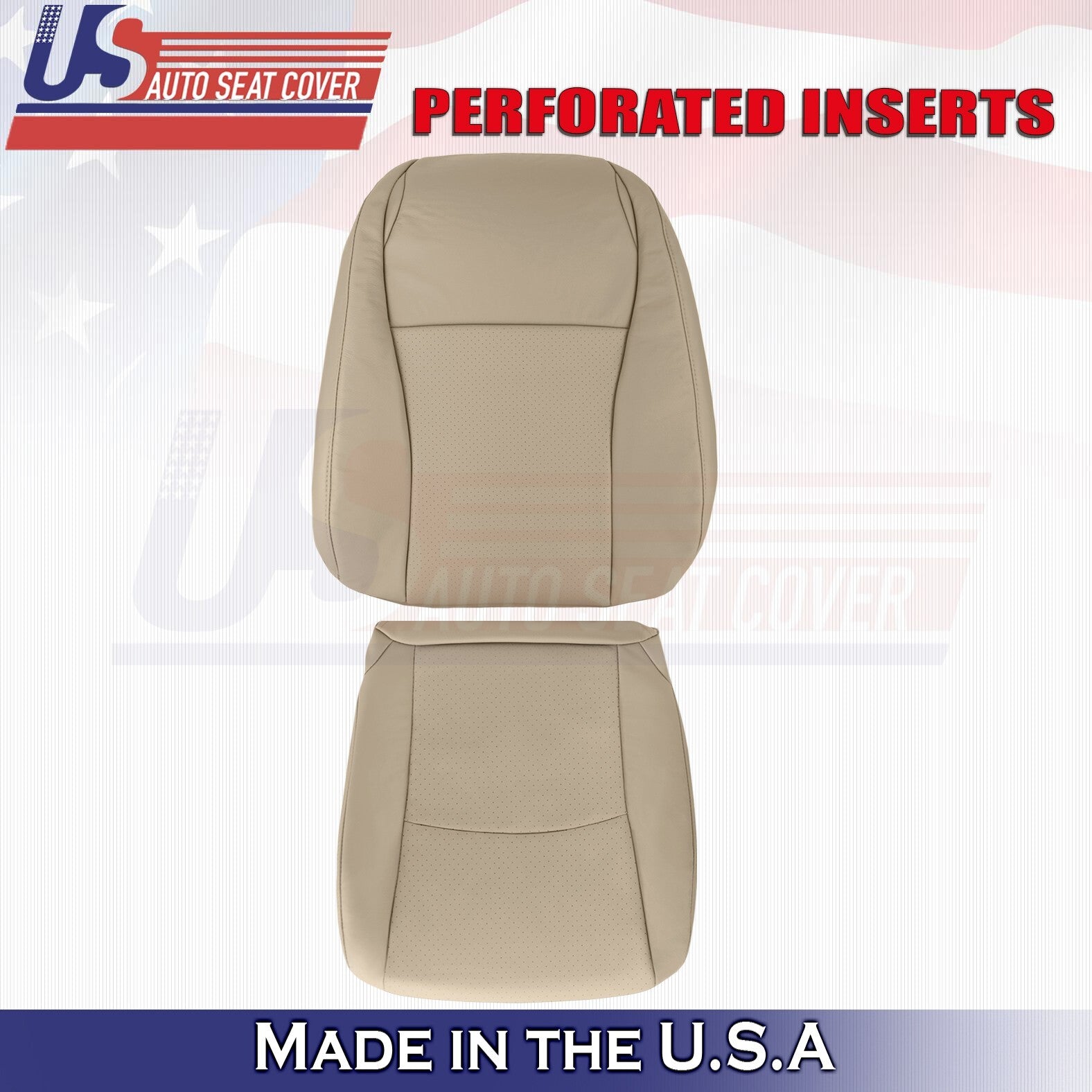 2004 2005 For Toyota Highlander Driver Top Bottom Perf Leather Seat Covers Tan