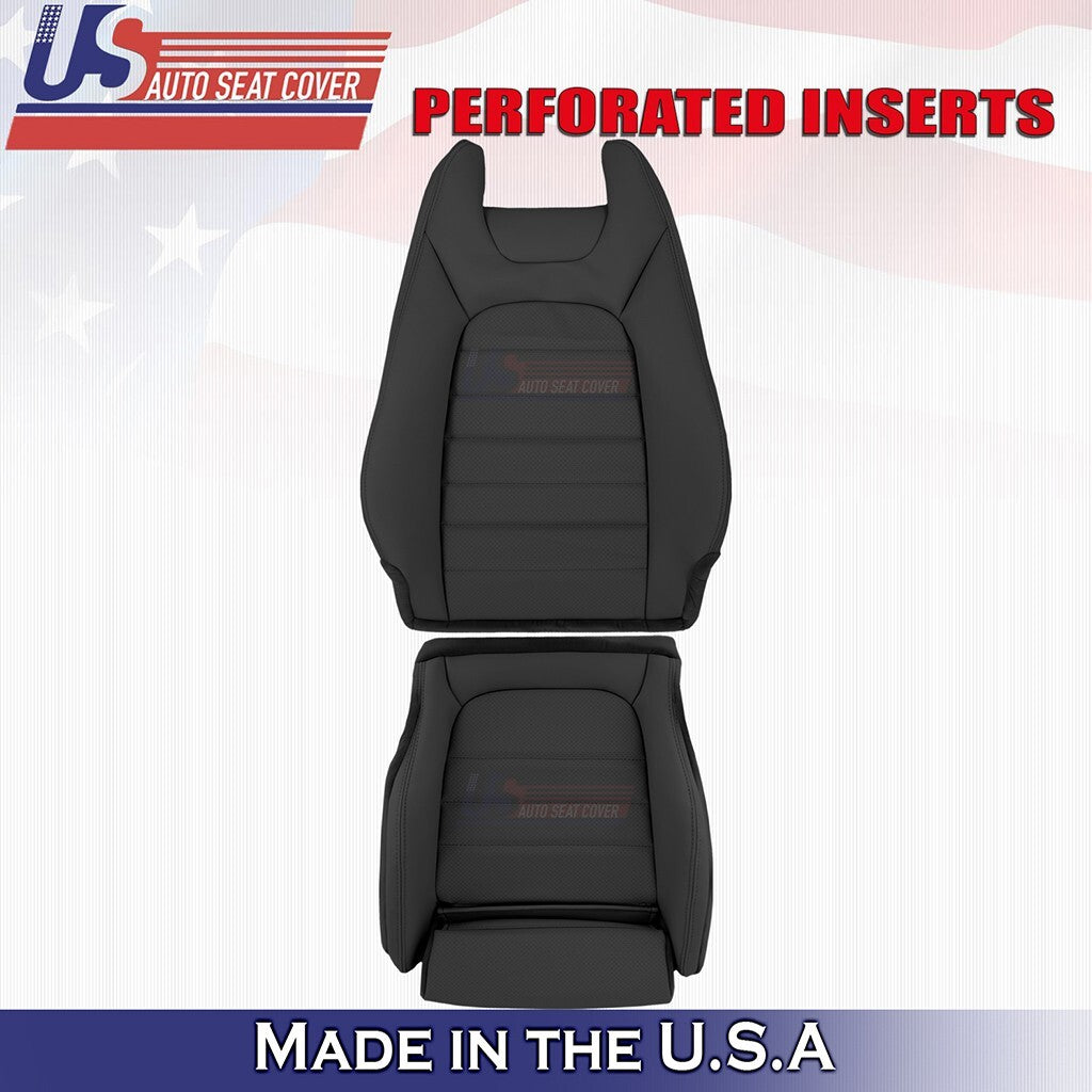 2015 to 2023 For Mercedes Benz C300 Driver Bottom & Top Vinyl Seat Cover Black