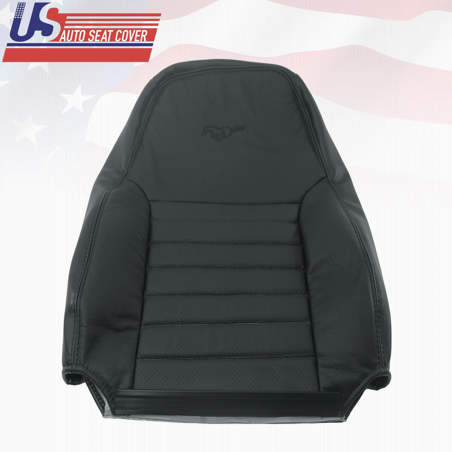 1999 to 2004 Fits Ford Mustang GT Driver Lean Back Leather Seat Cover Black