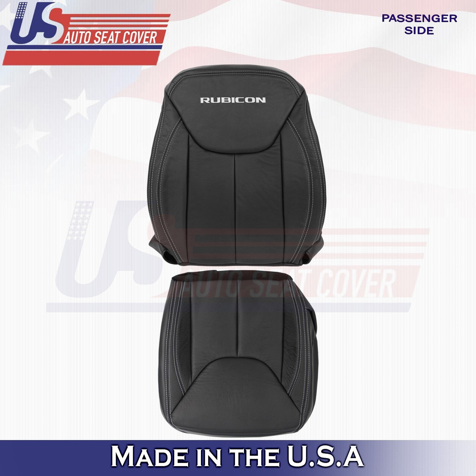 2011-2017 For Jeep Wrangler Rubicon Passenger Bottom&Top Leather Cover Black