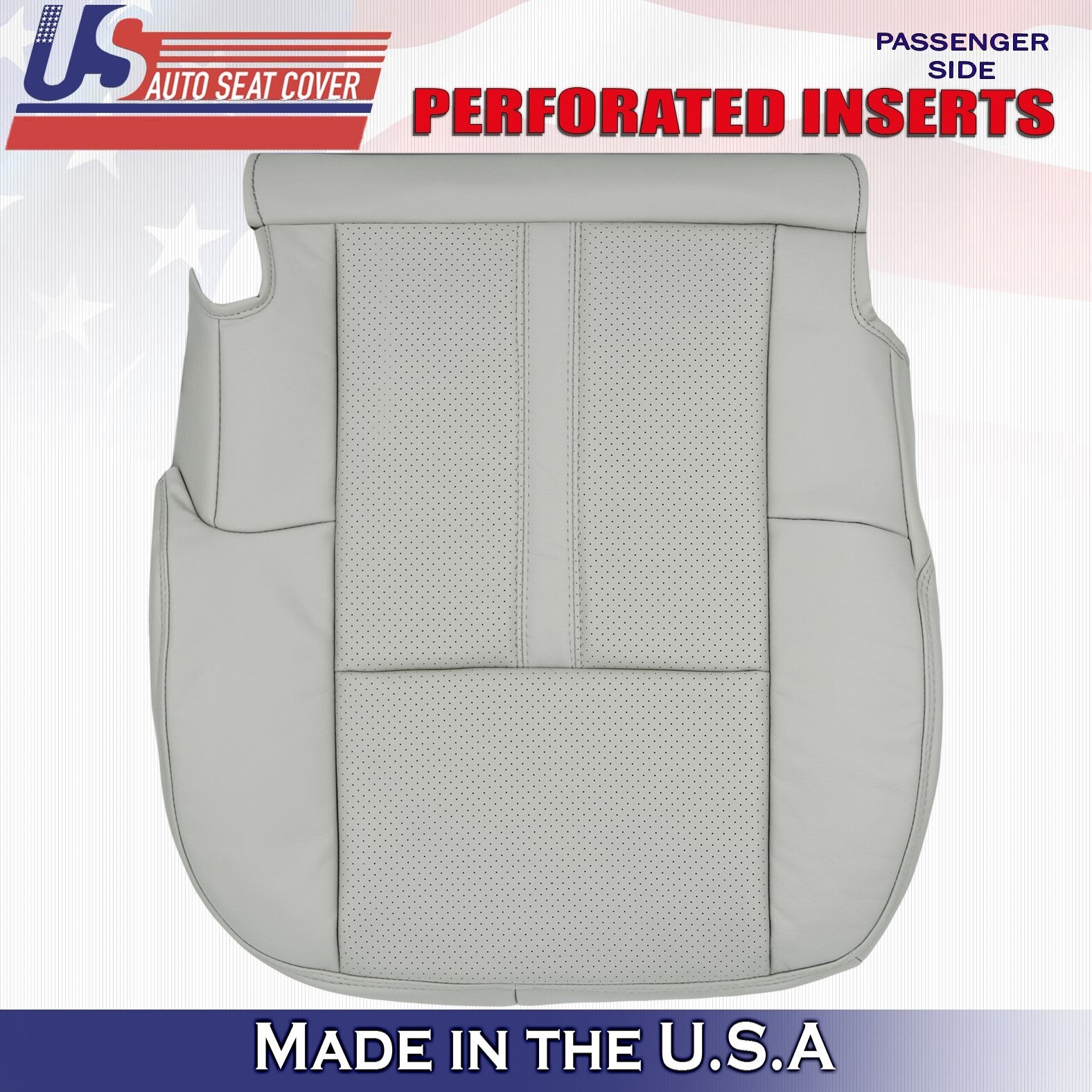 2010 2011 For Lincoln MKT Passenger Bottom Perforated Leather Seat Cover Gray