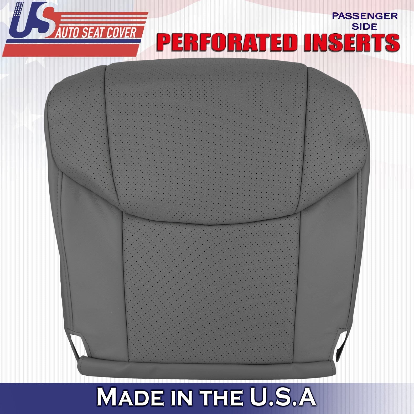 2009 For Toyota Avalon Driver & Passenger 2x Bottom Perf Leather Covers Graphite