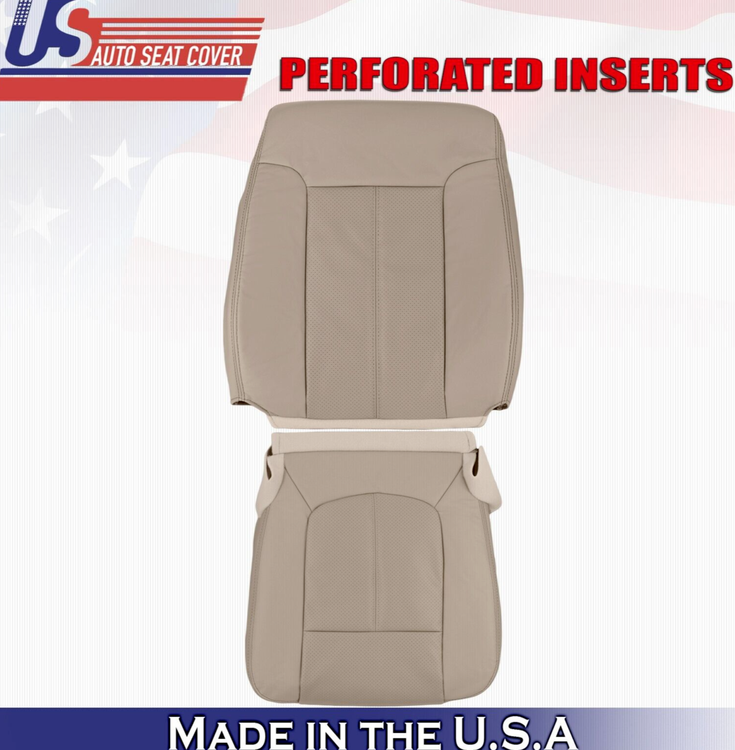 2013 2014 For Ford F450 F550 Lariat Driver Top & Bottom Leather Seat Covers Tan