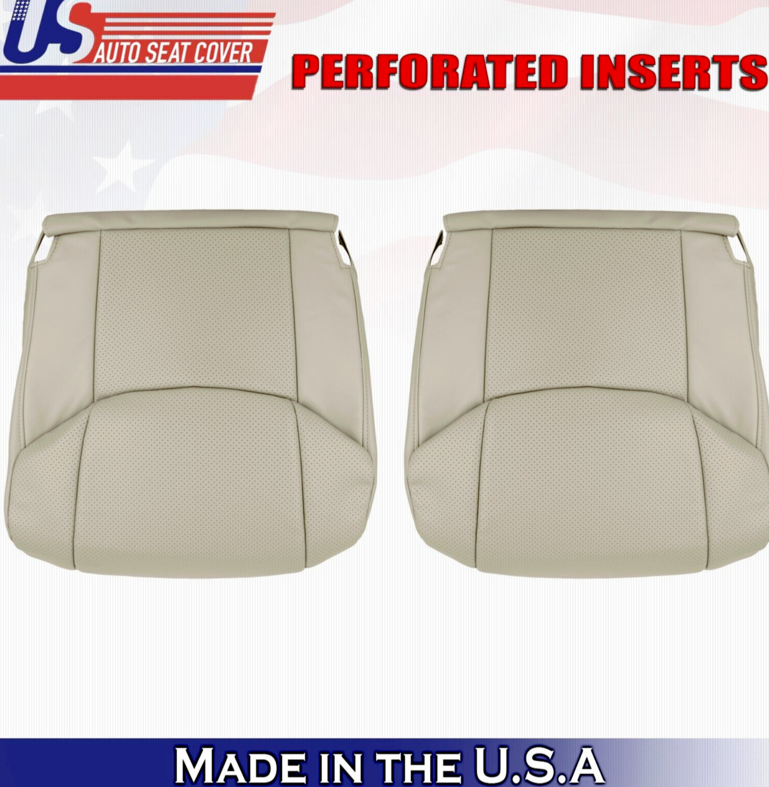 2012 For Toyota Avalon Driver & Passenger 2 Bottom Perforated Leather Covers Tan