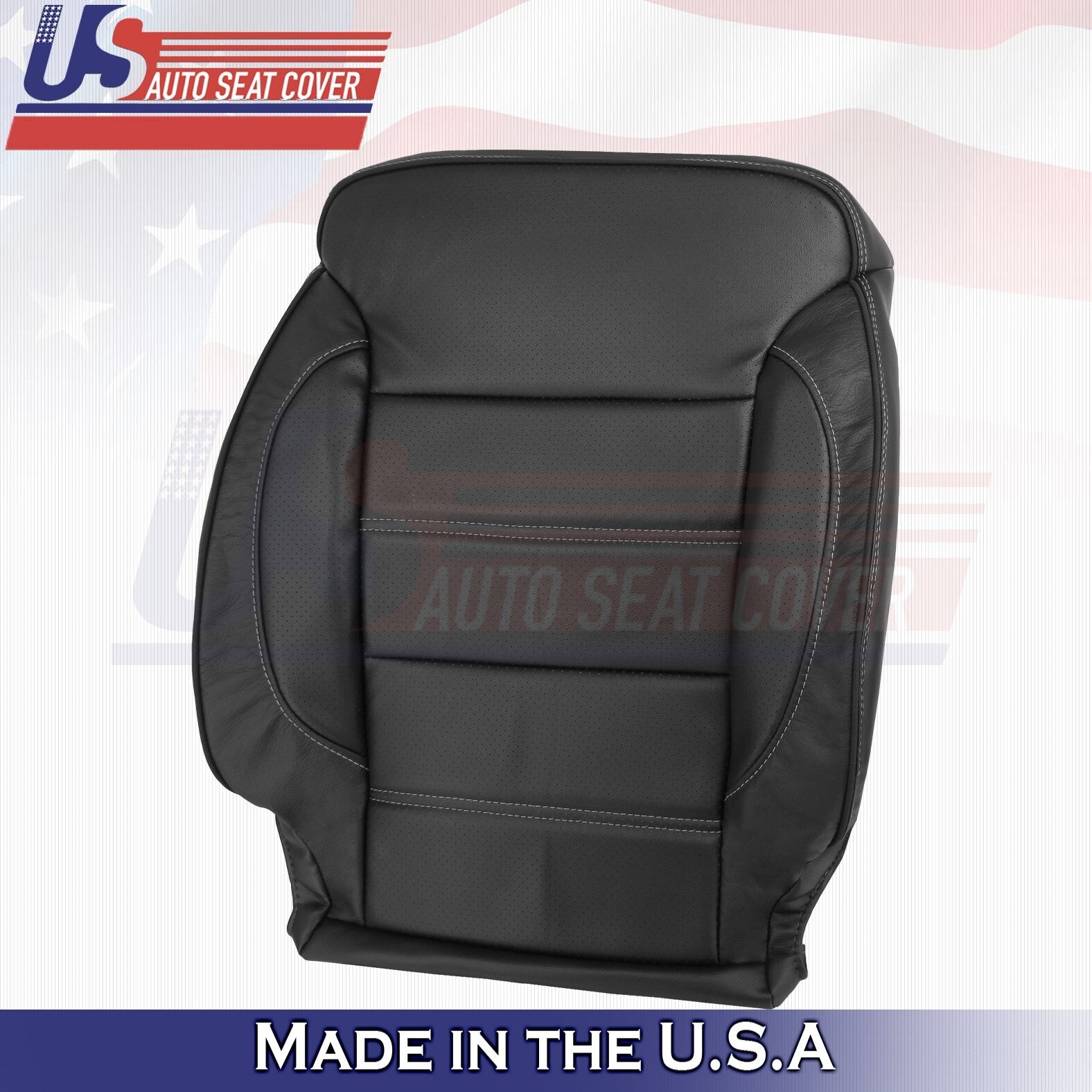 2014 to 2019 For GMC Denali Passenger Bottom & Top Leather Seat Cover Black