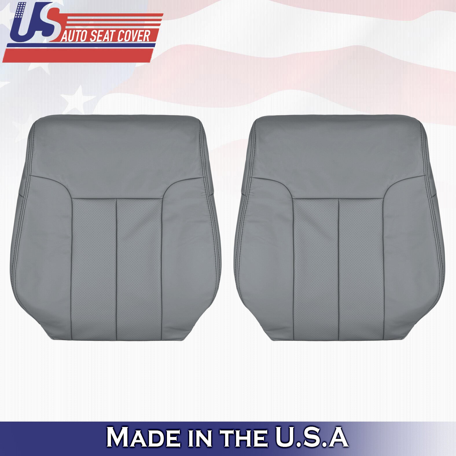 2011 For Ford F150 Driver & Passenger Top Perforated Leather Seat Covers Gray