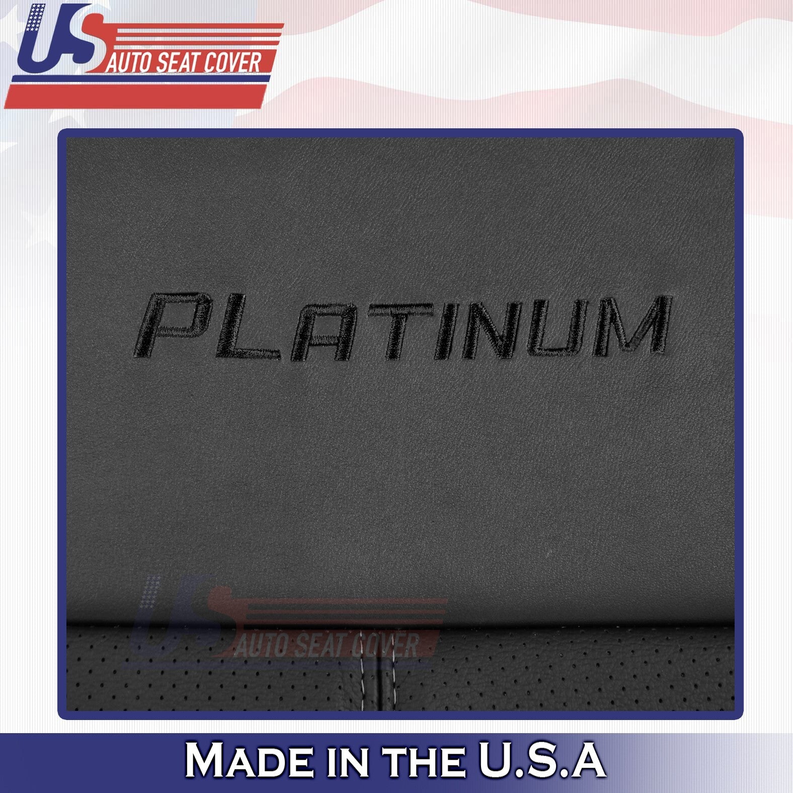 2013 to 2016 For Ford F250 F350 Platinum 2 Top & 2 Bottom Leather Covers Black