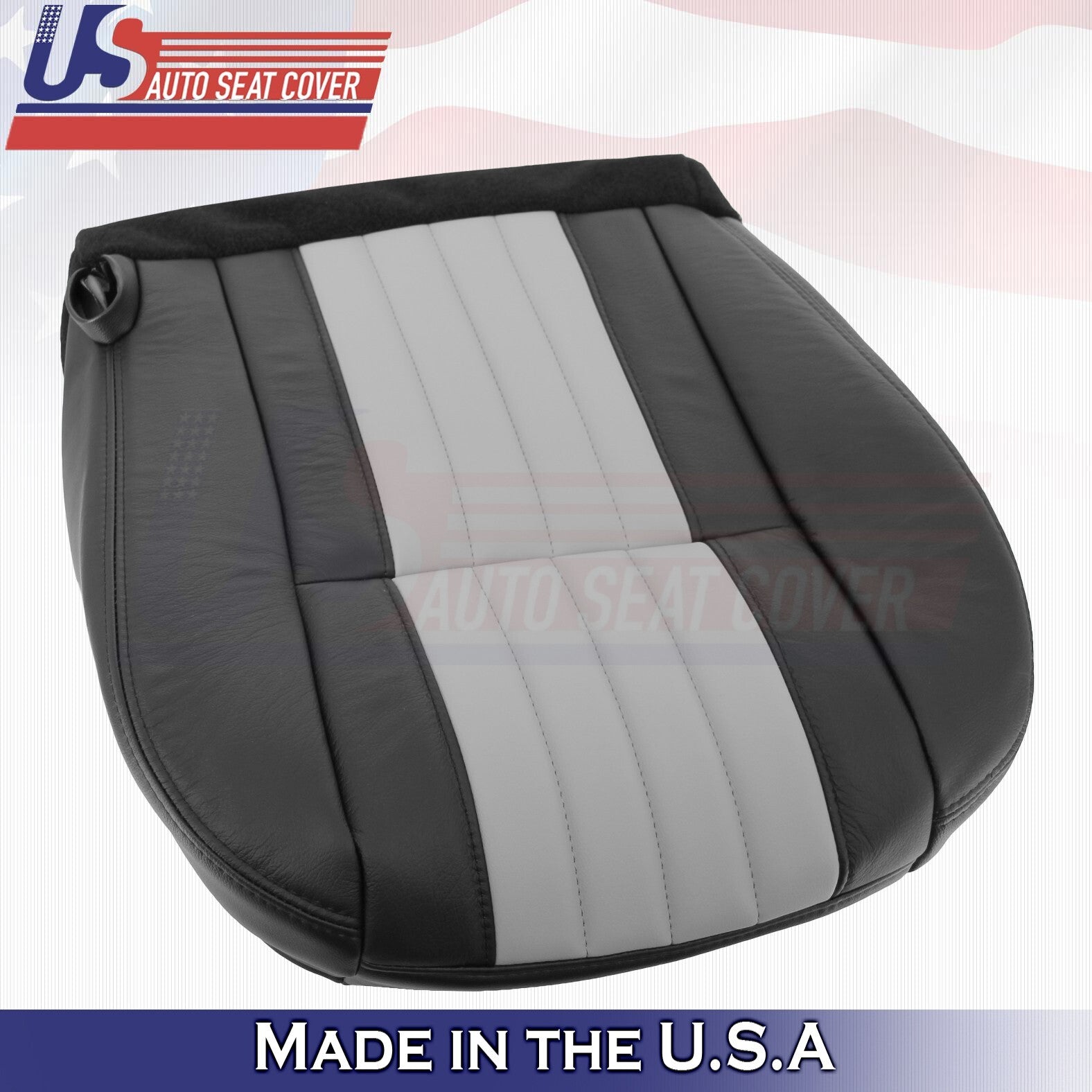 2003 For Ford F150 Harley Davidson Passenger Bottom Leather Seat Cover BLK/Gray