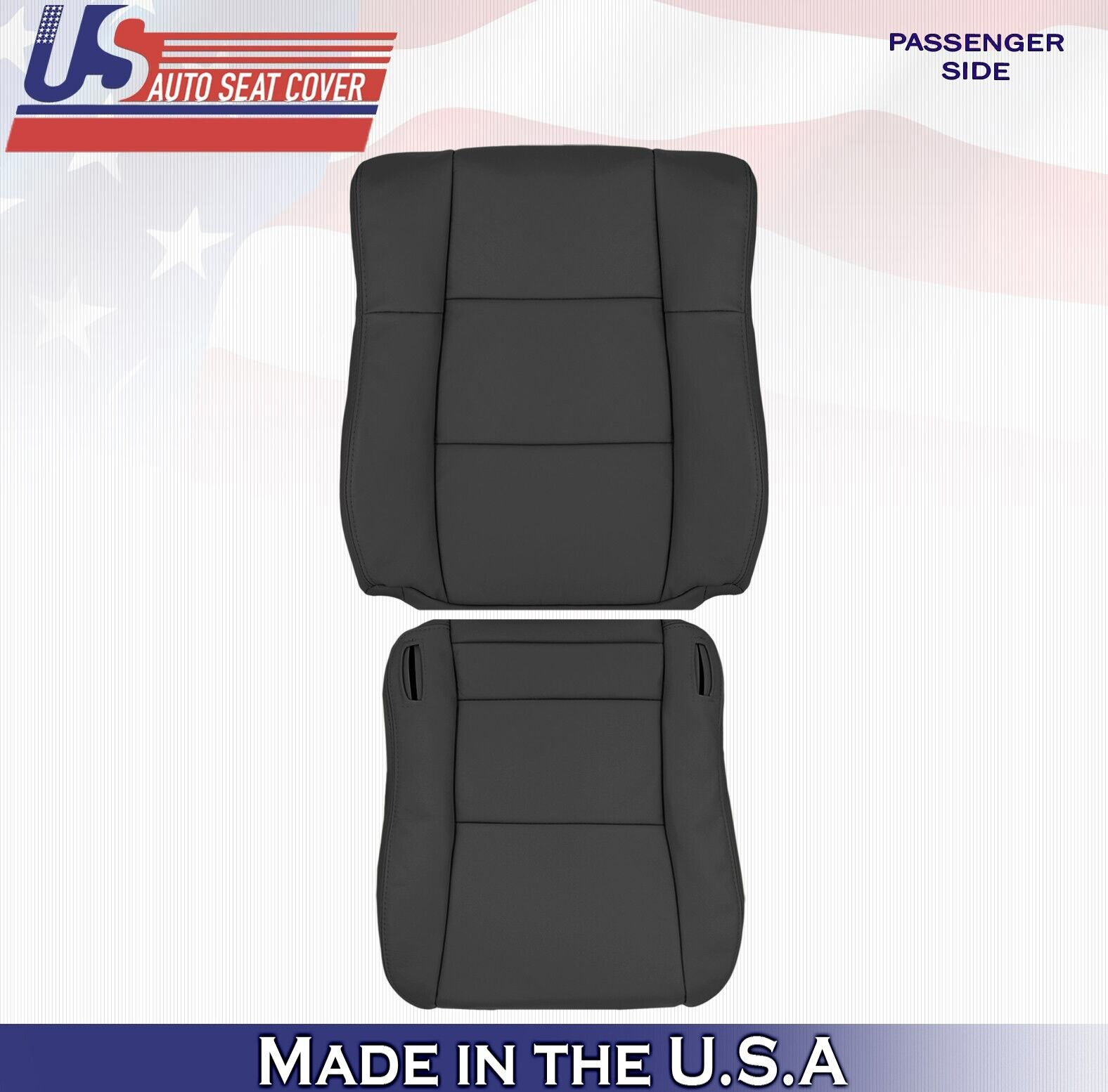 2000 2001 For Lexus ES300 Passenger Top & Bottom Leather Seat Covers Black