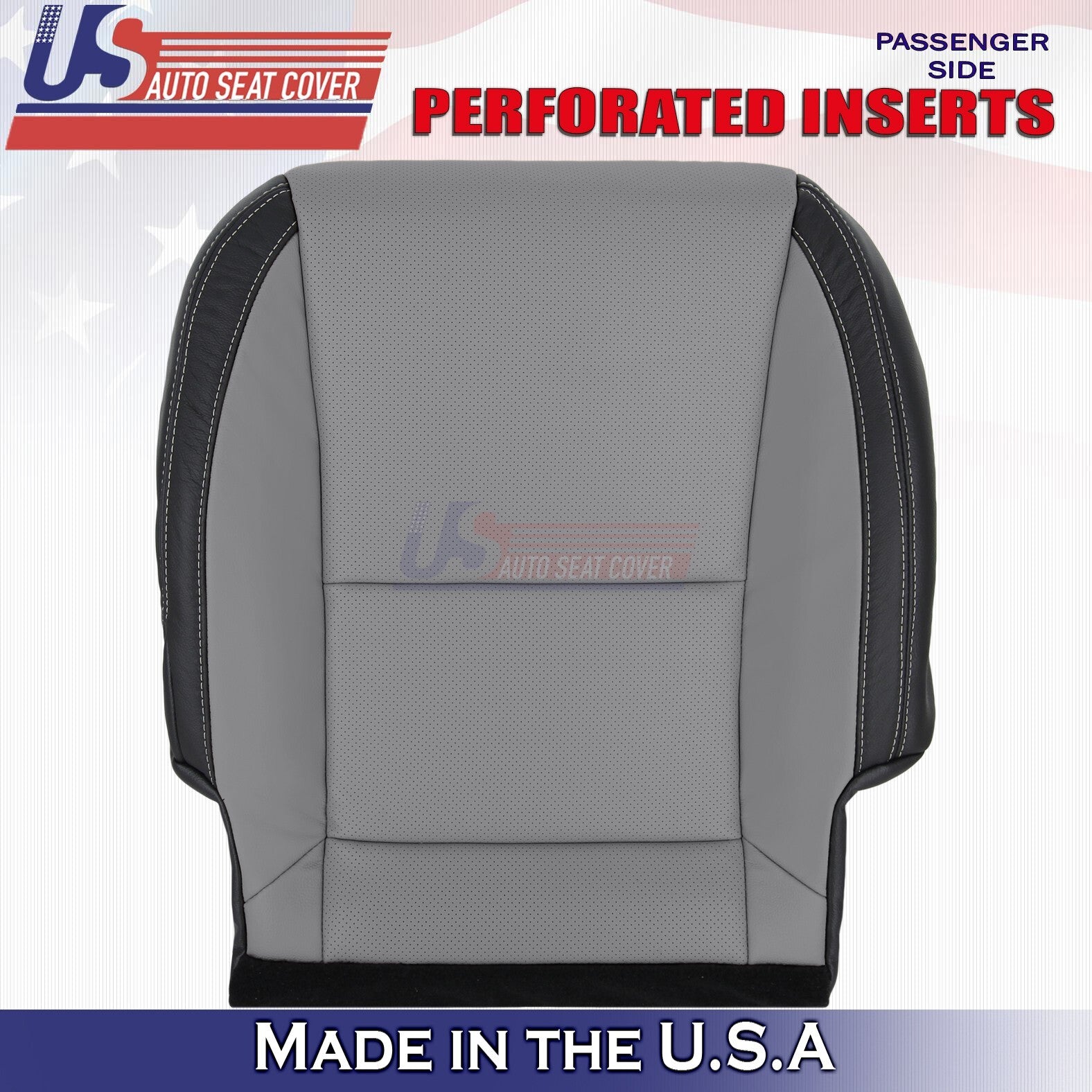 2010-2015 FOR Chevy Camaro Passenger Bottom Perforated Leather Cover Gray/Black