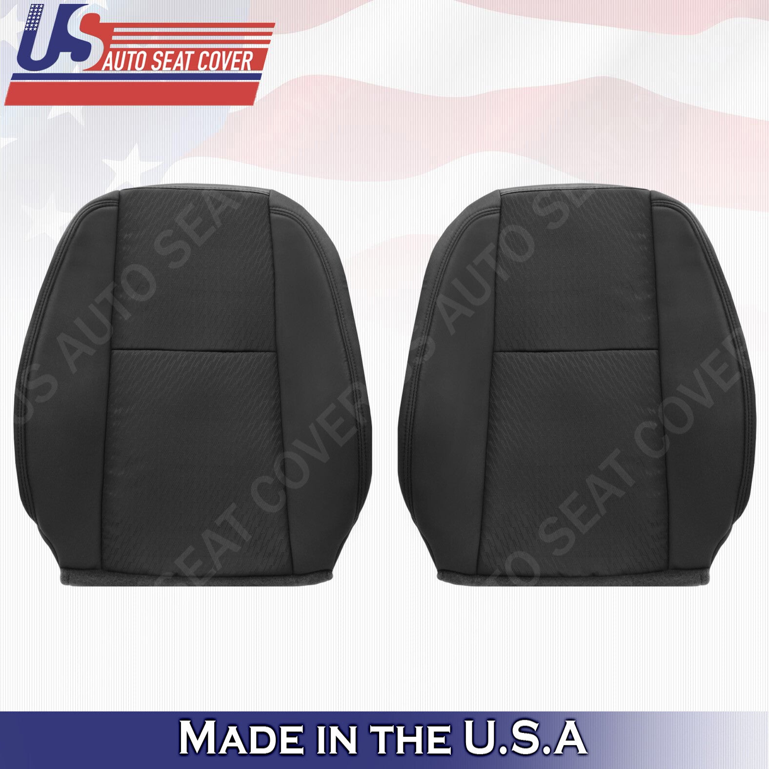 2009 to 2014 For Chevy Silverado Driver & Passenger Tops Cloth Seat Cover Black