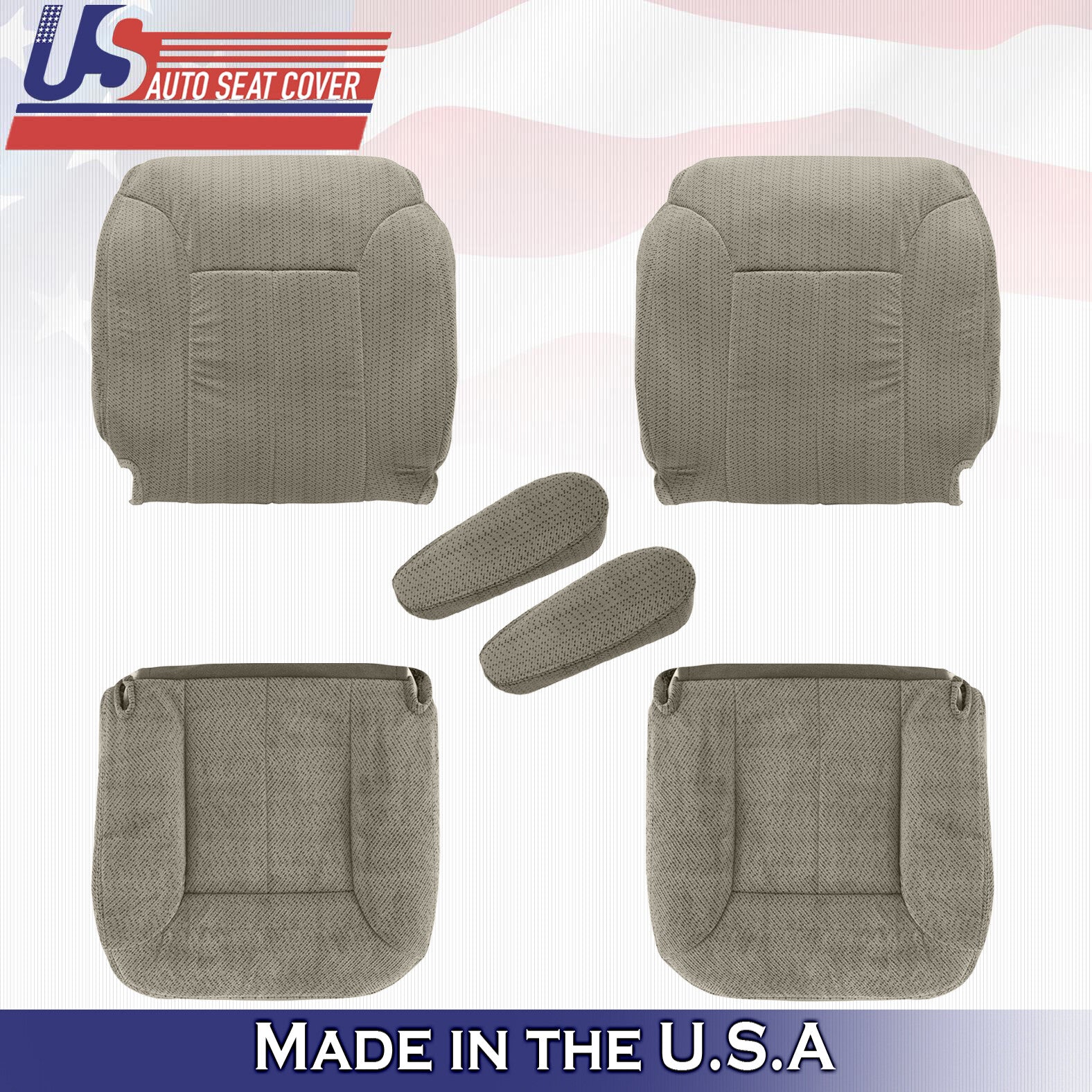 1995 to 1999 For GMC Yukon 2x Tops 2x Bottoms 2x Armrests Cloth Seat Cover Tan