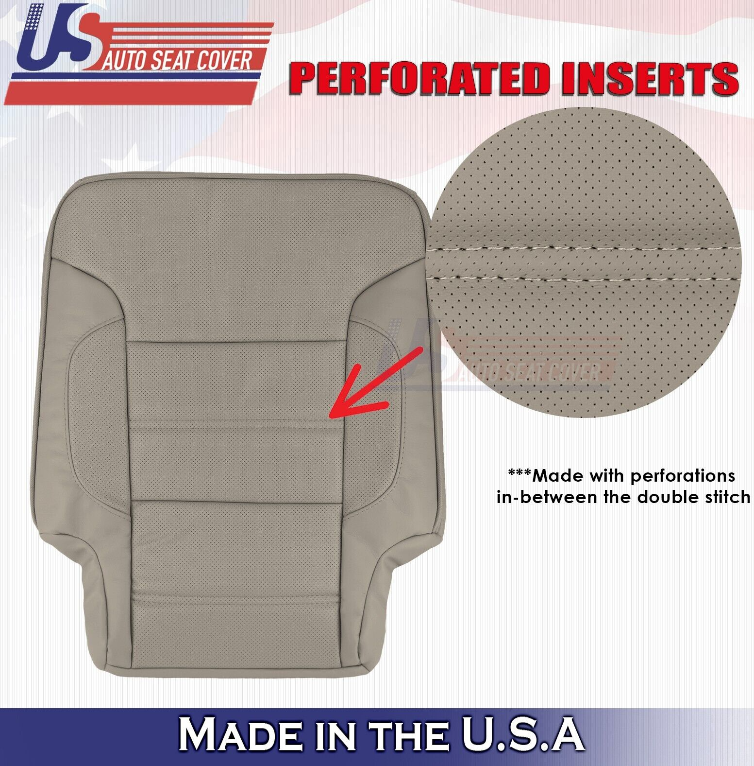 2015 2016 2017 For GMC Yukon Denali 2nd Row Driver Top Leather Seat Cover Tan
