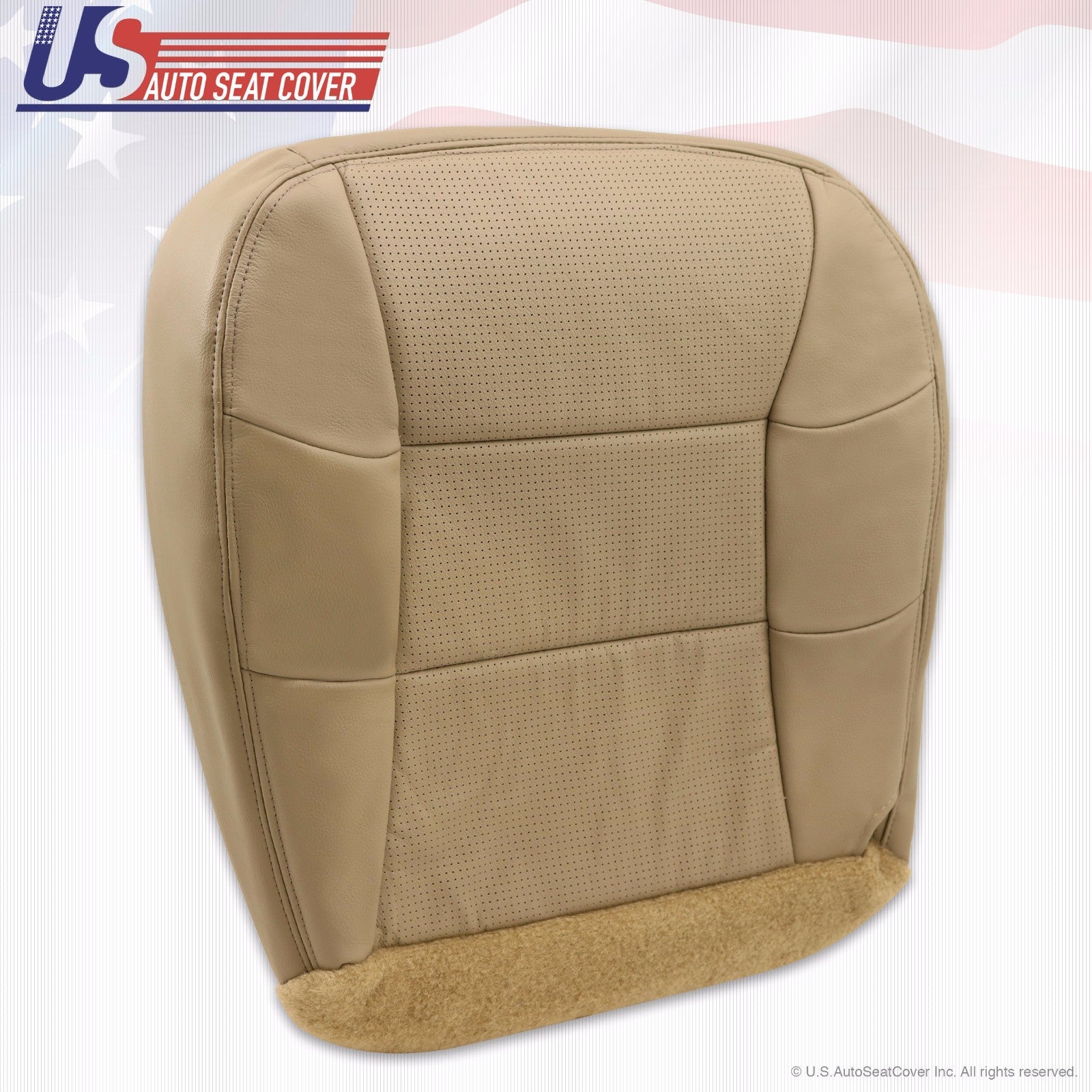 2001 Lincoln Navigator Driver-Passenger Bottom Perforated Leather Seat Cover Tan