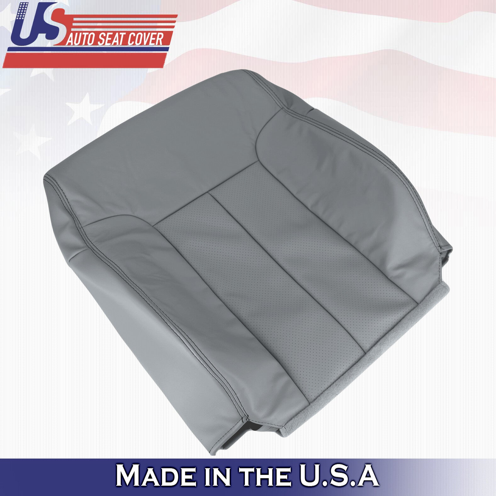 2014 Ford F150 Driver Side Top & Bottom Perforated Leather Seat Covers Gray