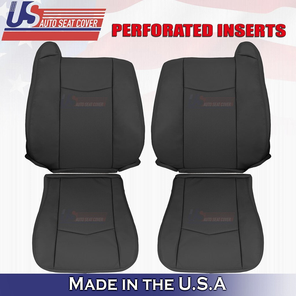 2004 to 2009 For Cadillac SRX Front 2x Bottoms & 2x Tops Leather Cover Black