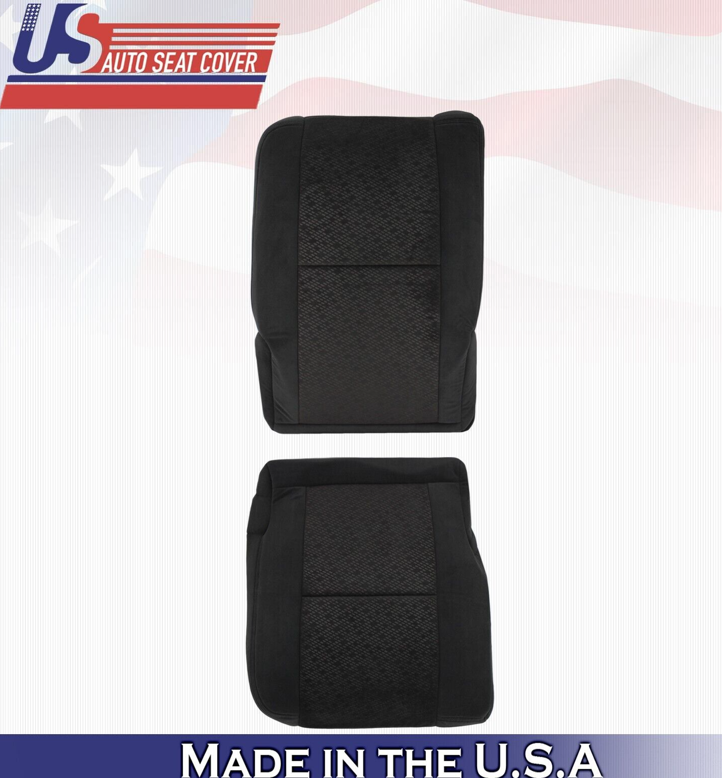 2008 For GMC Sierra 1500 2500 3500 Rear Passenger Top & Bottom Cloth Covers BLK