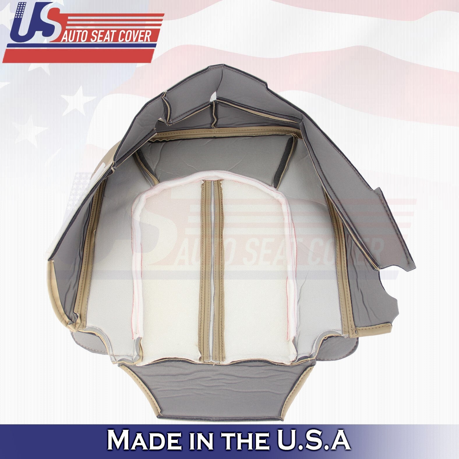 2008 to 2013 For Cadillac CTS Front Driver Top & Bottom Leather Seat Covers Tan