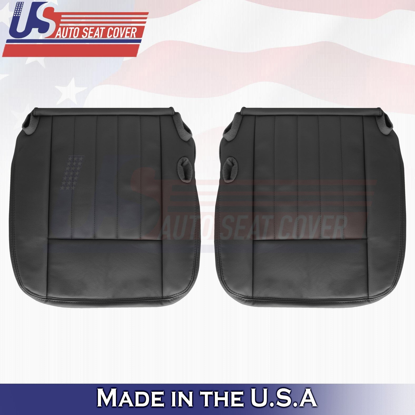 2003 to 2005 Fits Lincoln Town Car Front Set Bottoms &Tops Leather Cover Black