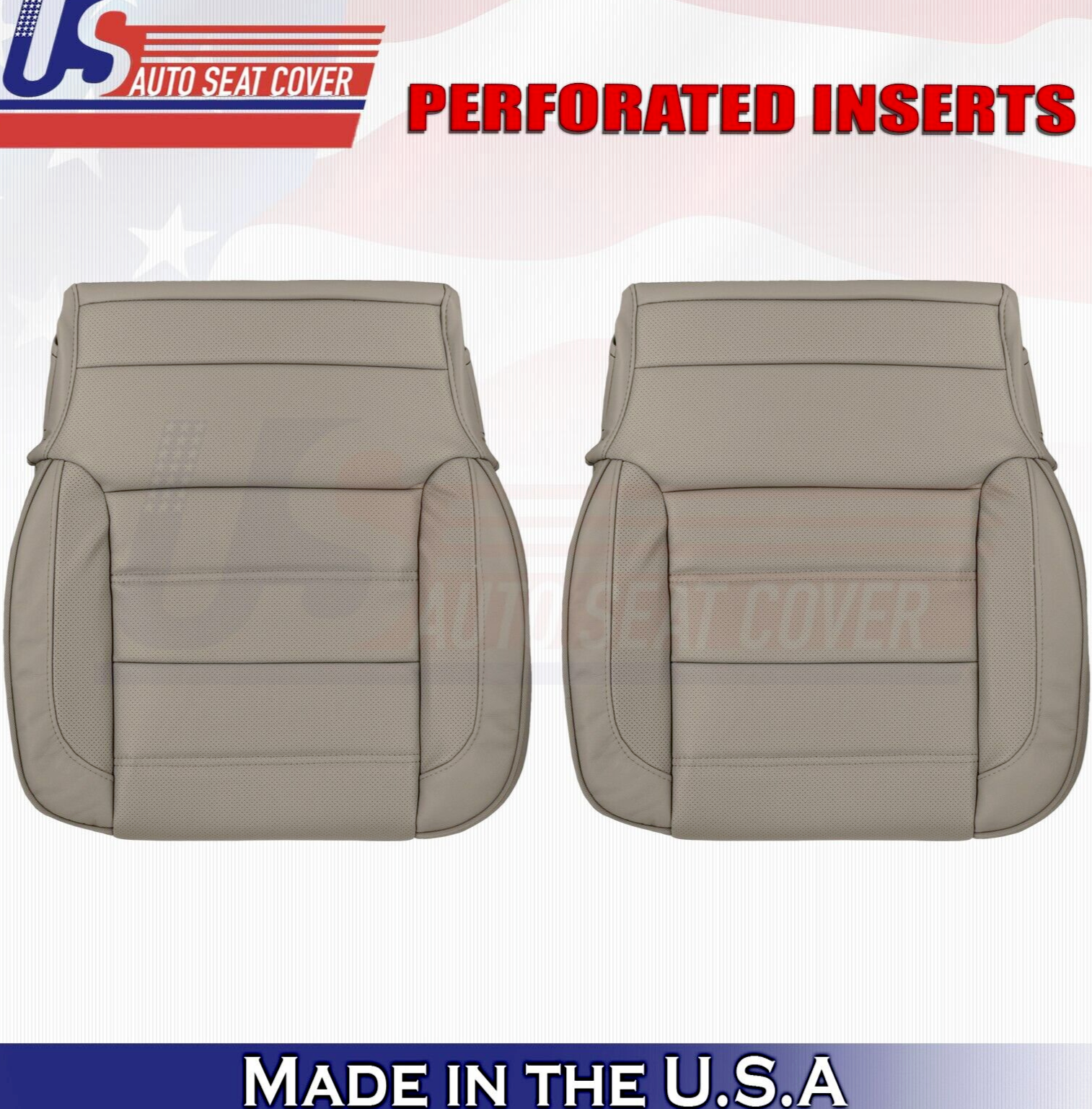 2019 For GMC Sierra Denali Driver Passenger Bottom Perf Leather Seat Covers Tan