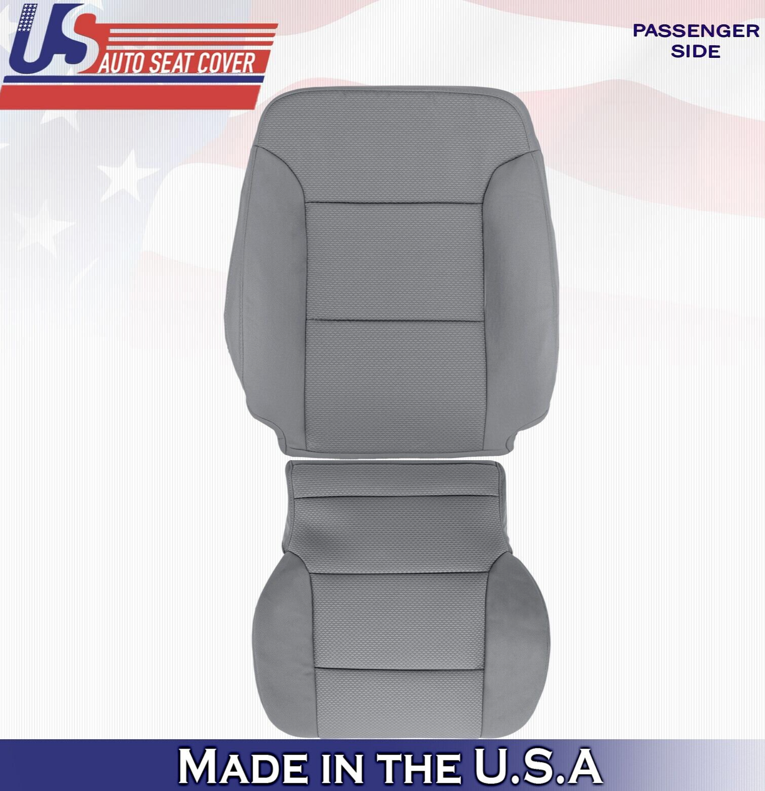 2019 For Chevy Silverado 2500 3500 Passenger Top & Bottom Cloth Seat Covers Gray