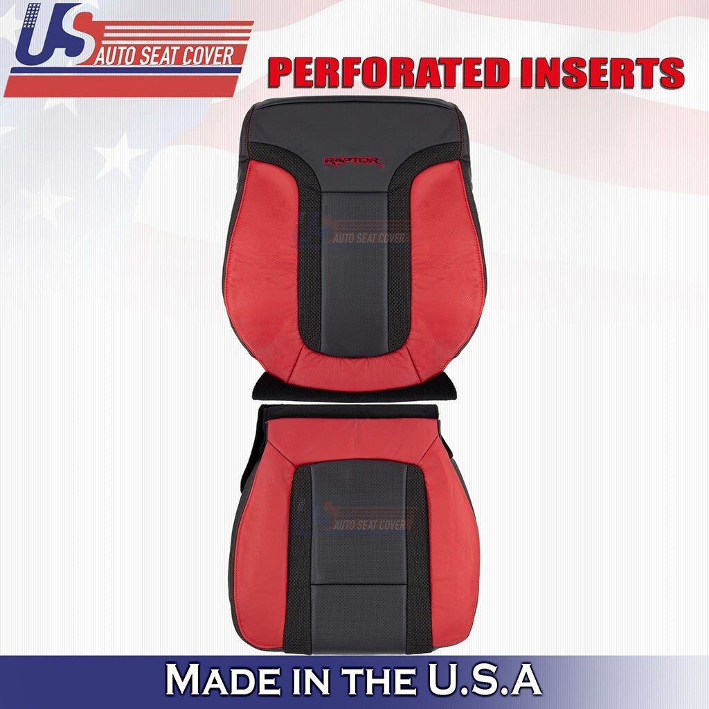 Driver Top & Bottom Seat Cover Black/Red Fits 2014 Ford F150 Raptor