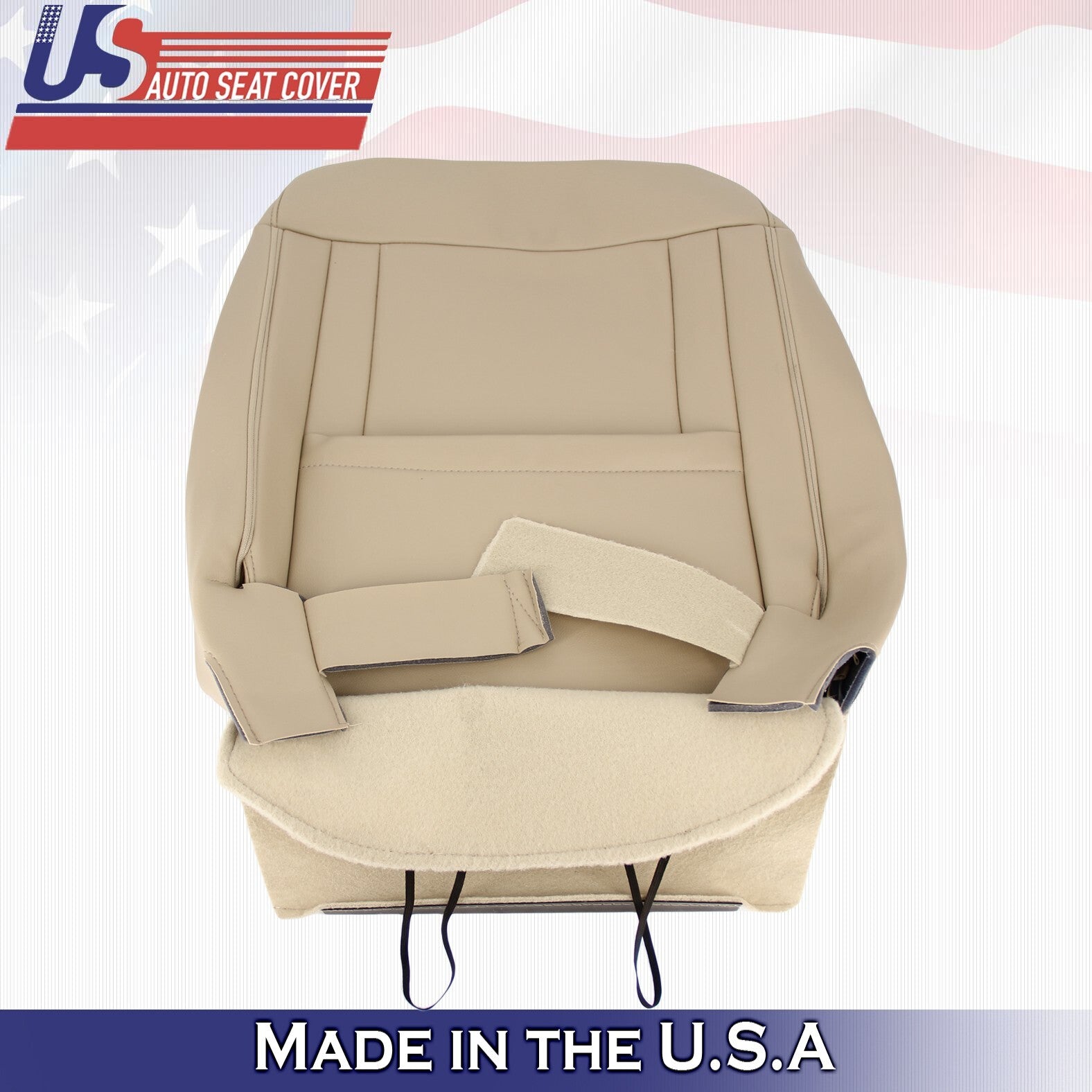 2015 to 2017 Fits Ford F150 Lariat Driver Top & Bottom Leather Seat Covers Tan
