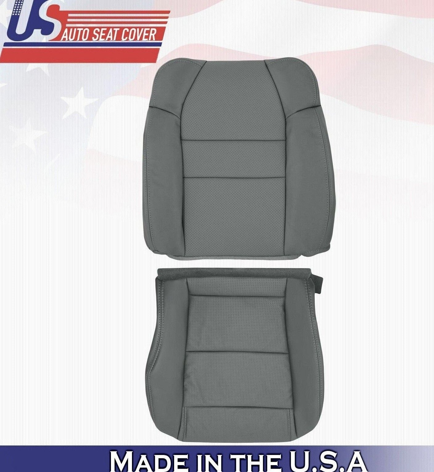 2004 2005 2006 For Acura MDX Driver Side Top & Bottom Leather Seat Covers Gray