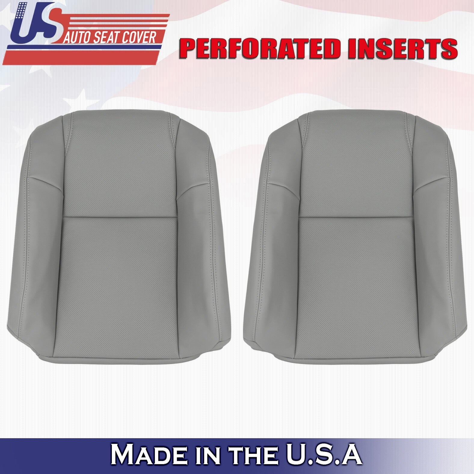 2004 For Honda Pilot Driver & Passenger Top Perforated Leather Seat Covers Gray