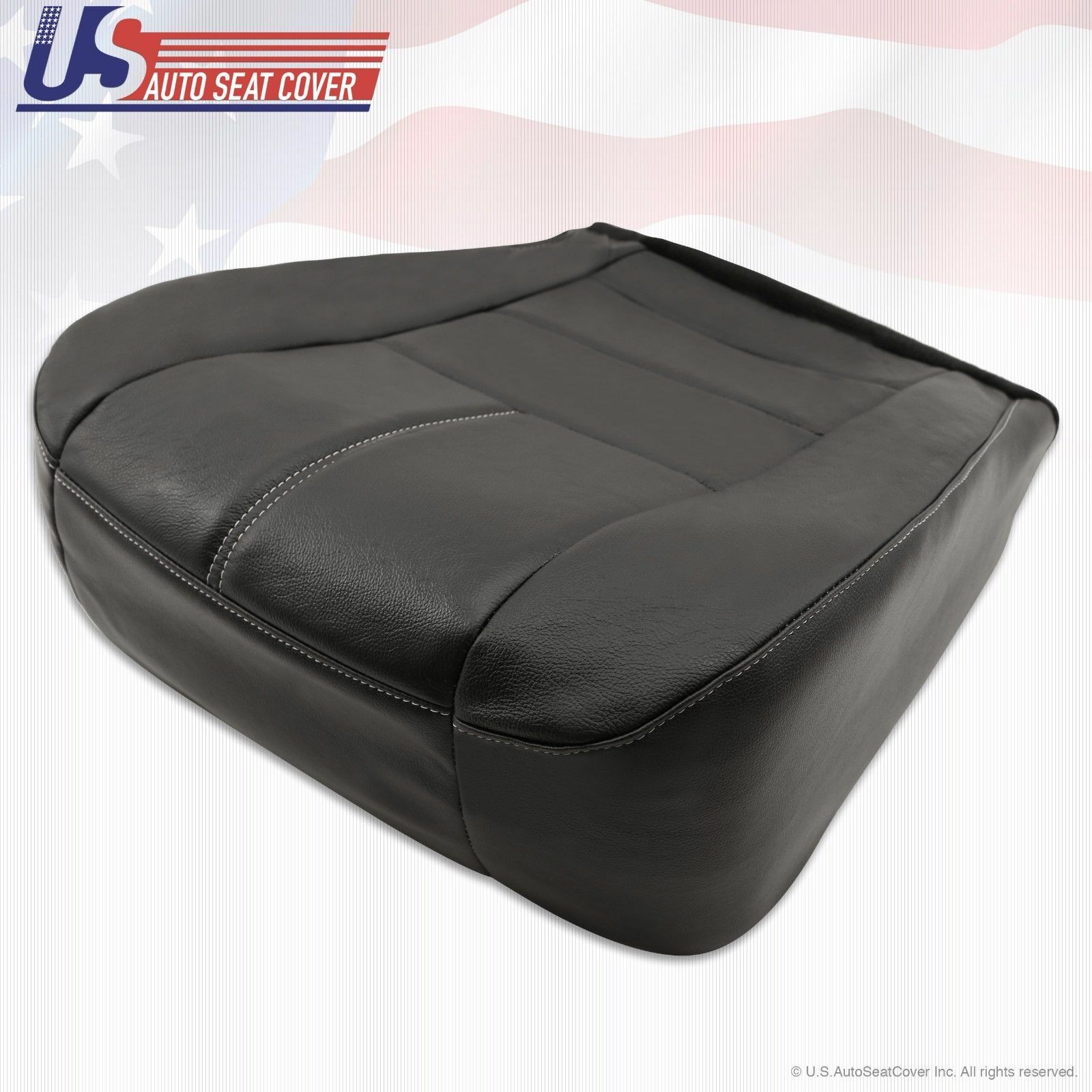 08'-09'-10' Ford F250 Driver Bottom Leather Seat Cover and Foam Seat Cushion-Blk