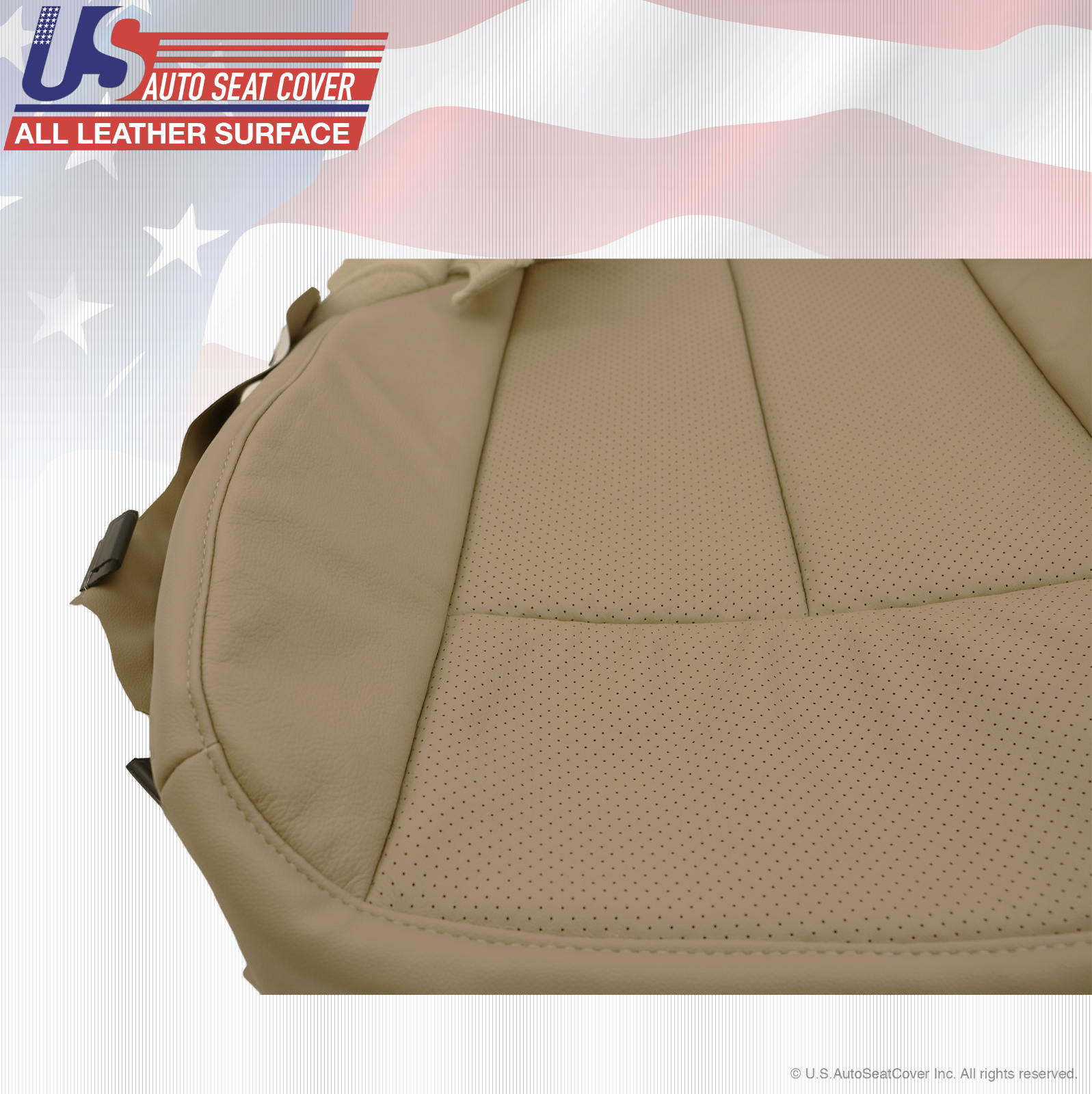 2013 2014 Ford Expedition Driver-Passenger Bottom Perforated Leather Cover Tan