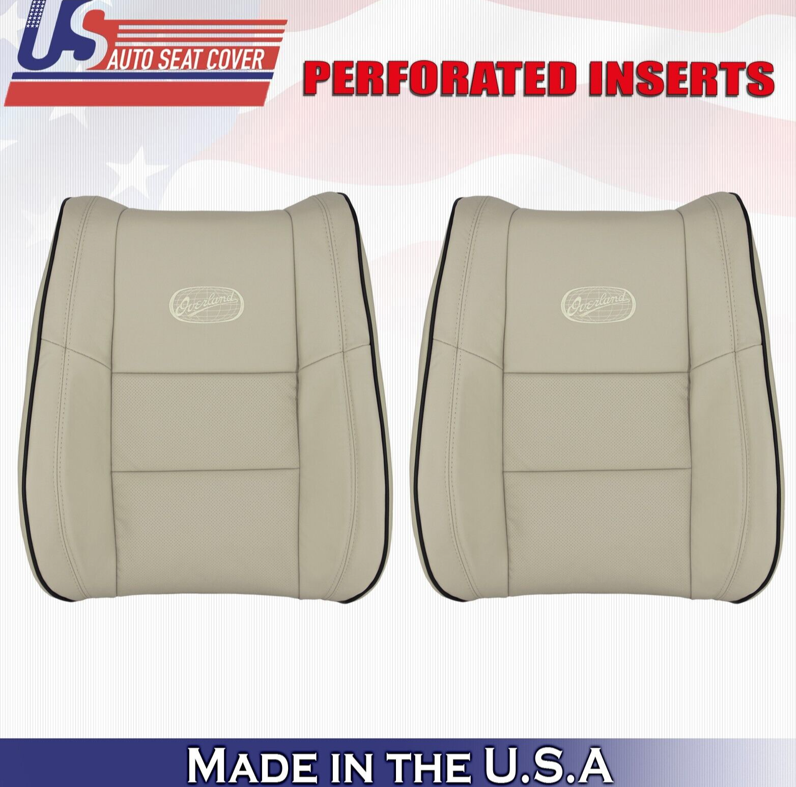 2011 Fits Jeep Grand Cherokee OVERLAND Driver & Passenger Top Leather Covers Tan