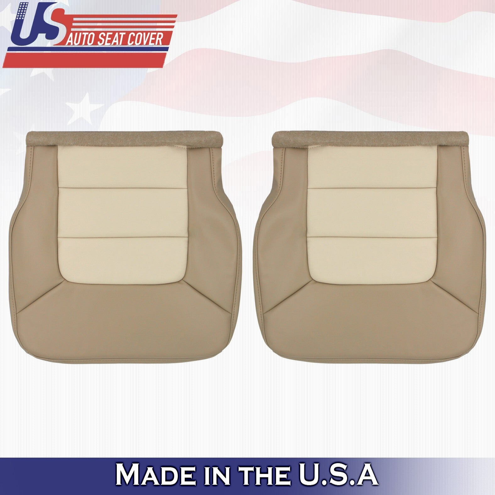 2003 For Ford Expedition 2nd Row Driver & Passenger Bottom Leather Covers Tan