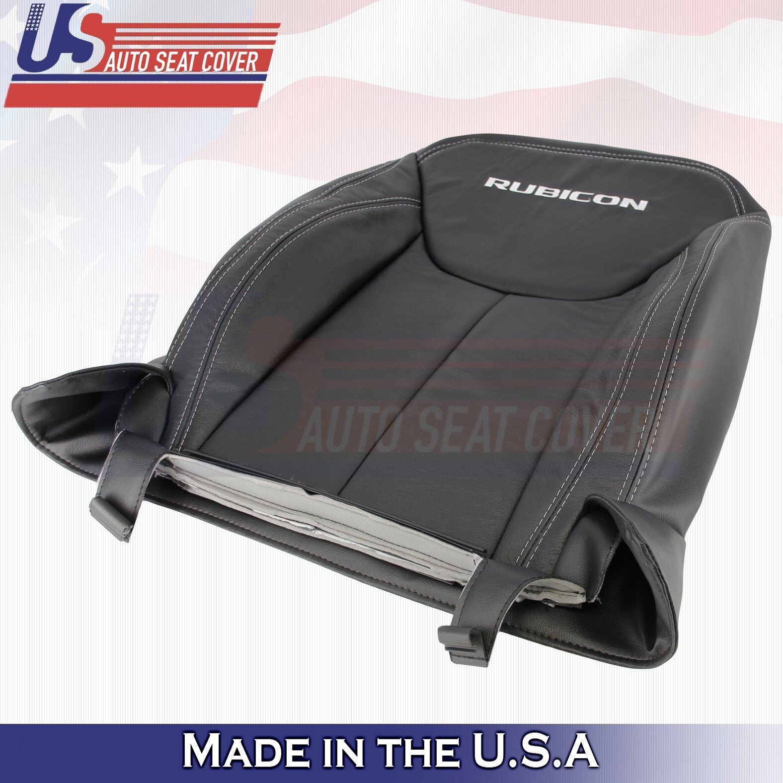 2011-2017 Fits Jeep Wrangler Rubicon Driver Bottom &Top Leather Seat Cover Black