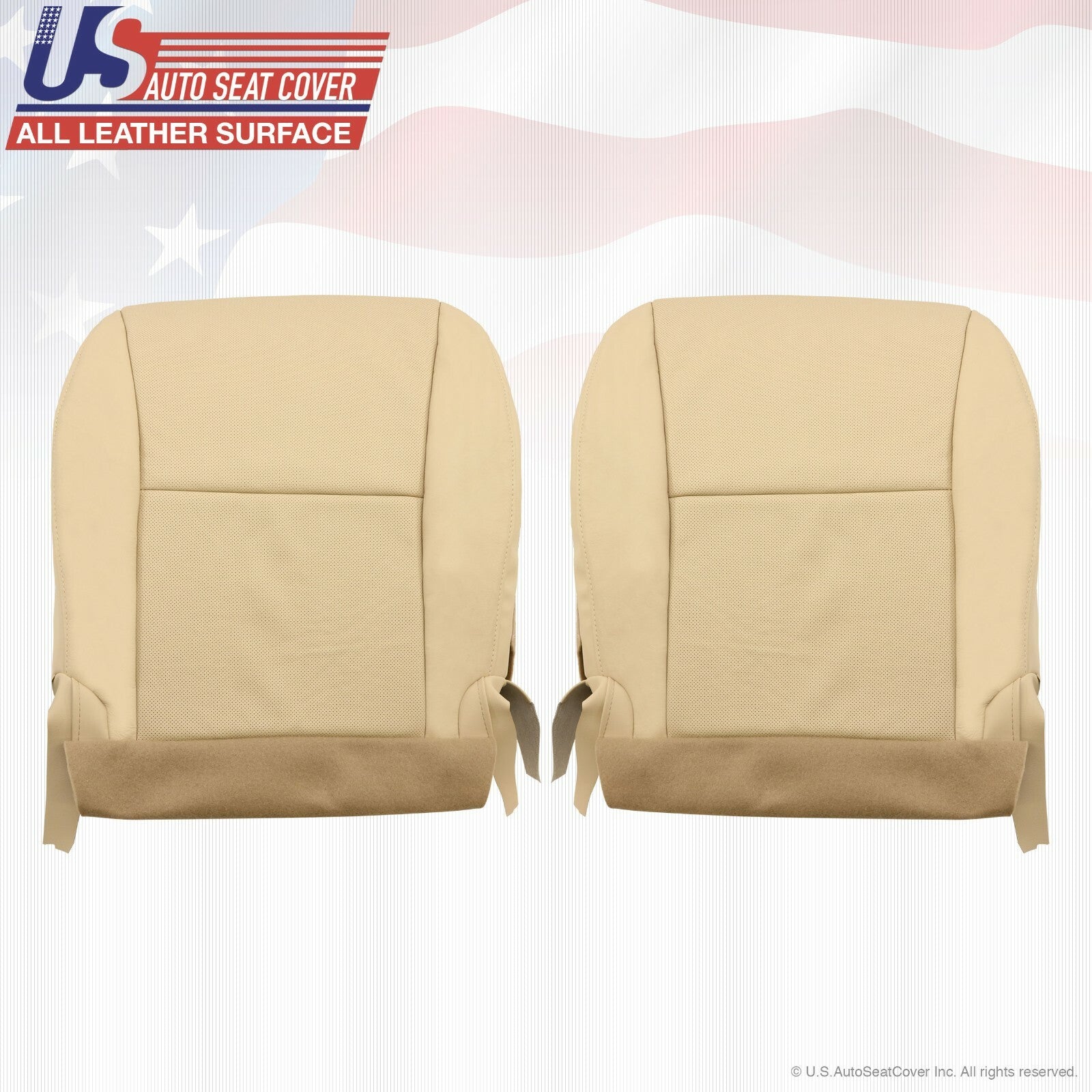 Driver & Passenger Front Set Leather Covers Tan 2010 to 2015 Fits Lexus RX350