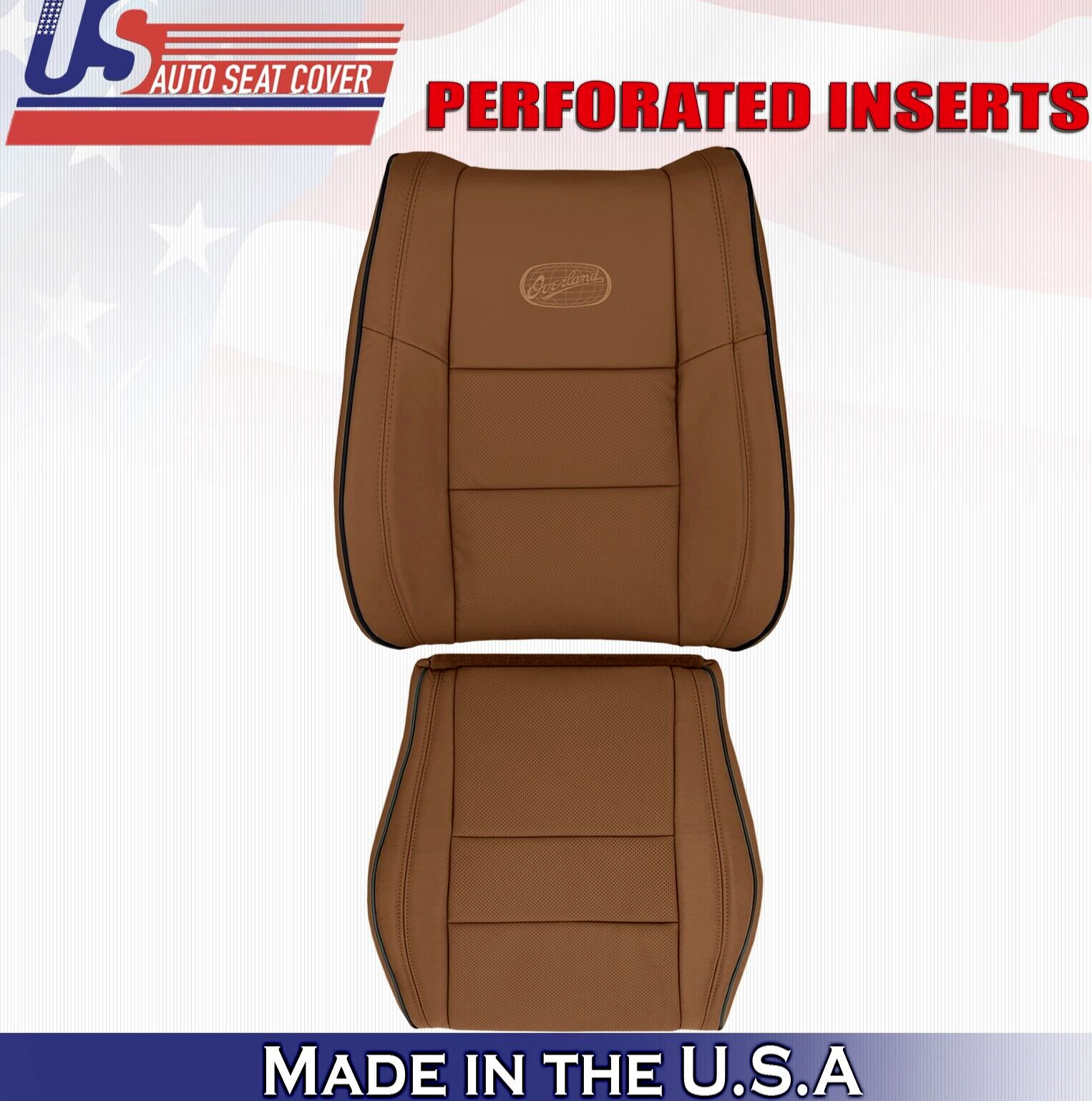 2020 For Jeep Grand Cherokee OVERLAND Driver Top & Bottom Leather Covers Brown