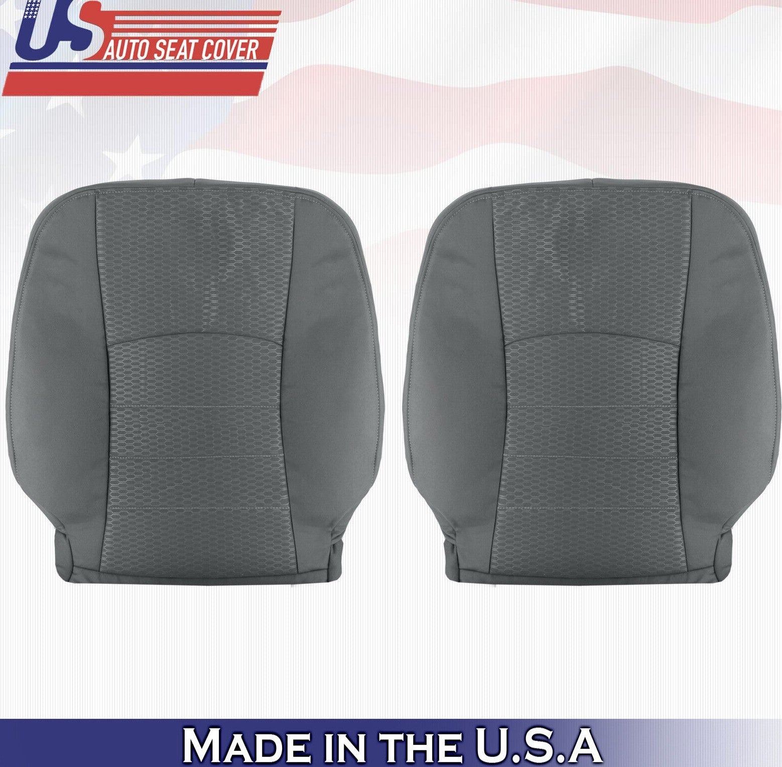 2013 to 2018 For Dodge Ram 5500 SLT Driver Passenger Top Cloth Seat Covers Gray