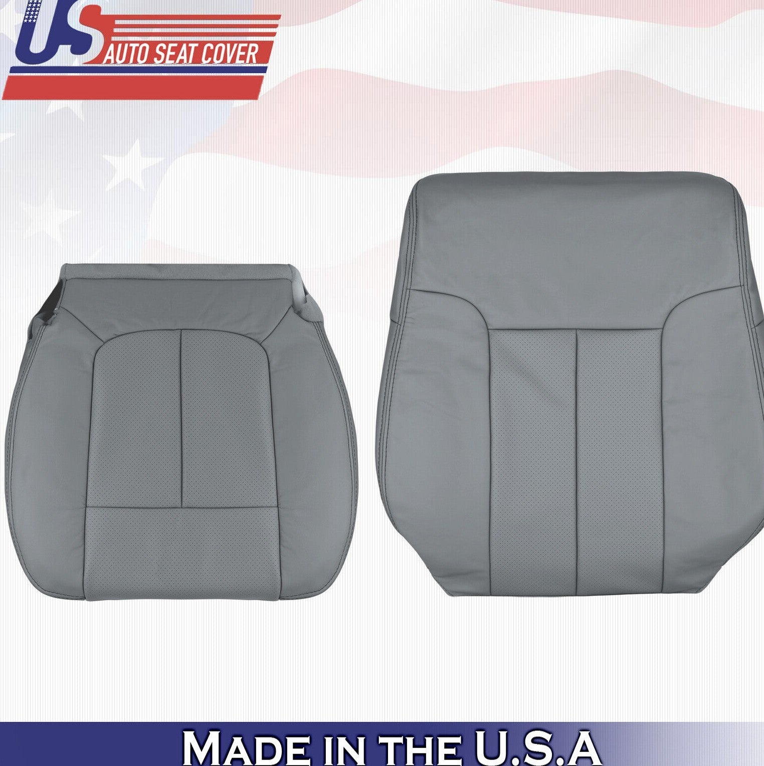 2011 For Ford F150 Driver Top & Bottom Perforated Leather Seat Covers Gray