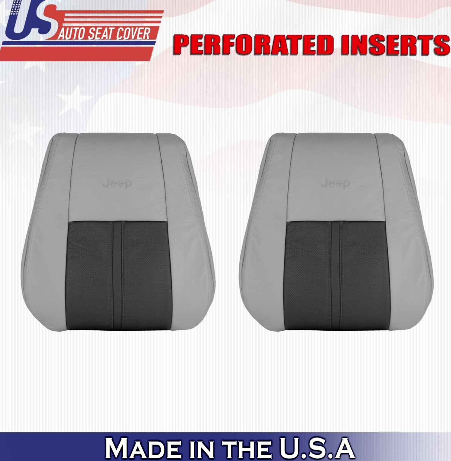 2007 For Jeep Grand Cherokee Limited Driver & Passenger Top Leather Covers Gray