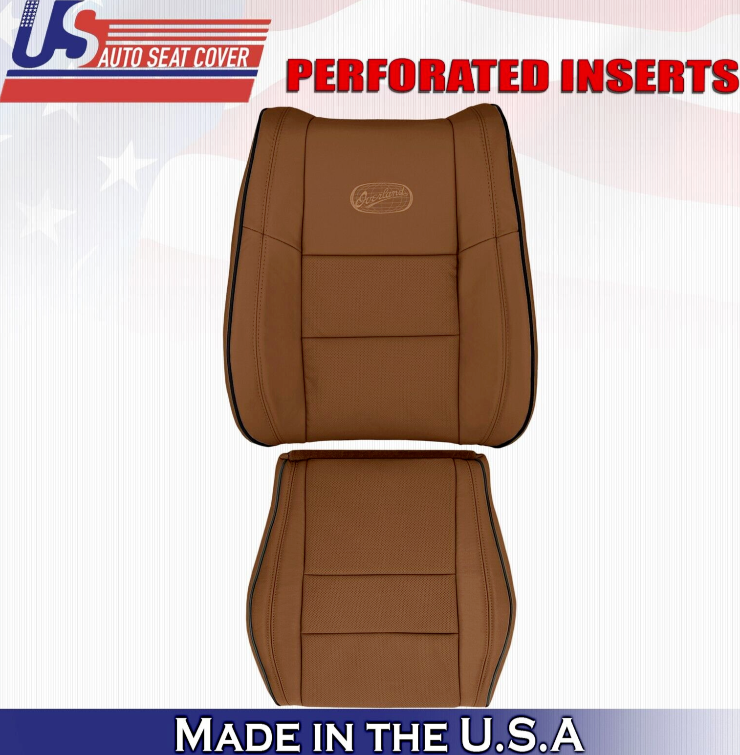 2017 For Jeep Grand Cherokee OVERLAND Driver Top & Bottom Leather Covers Brown