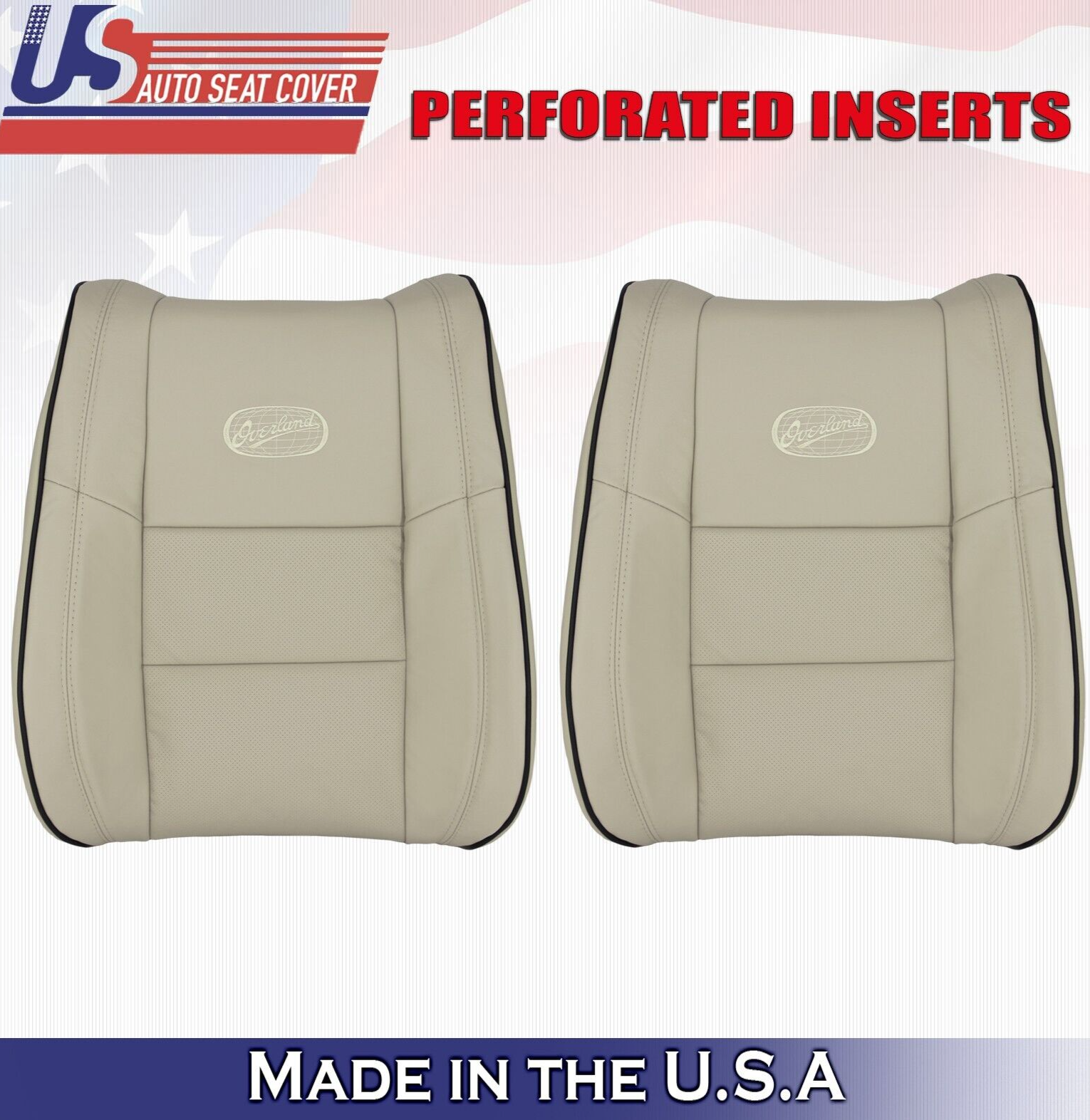 2017 Fits Jeep Grand Cherokee OVERLAND Driver & Passenger Top Leather Covers Tan
