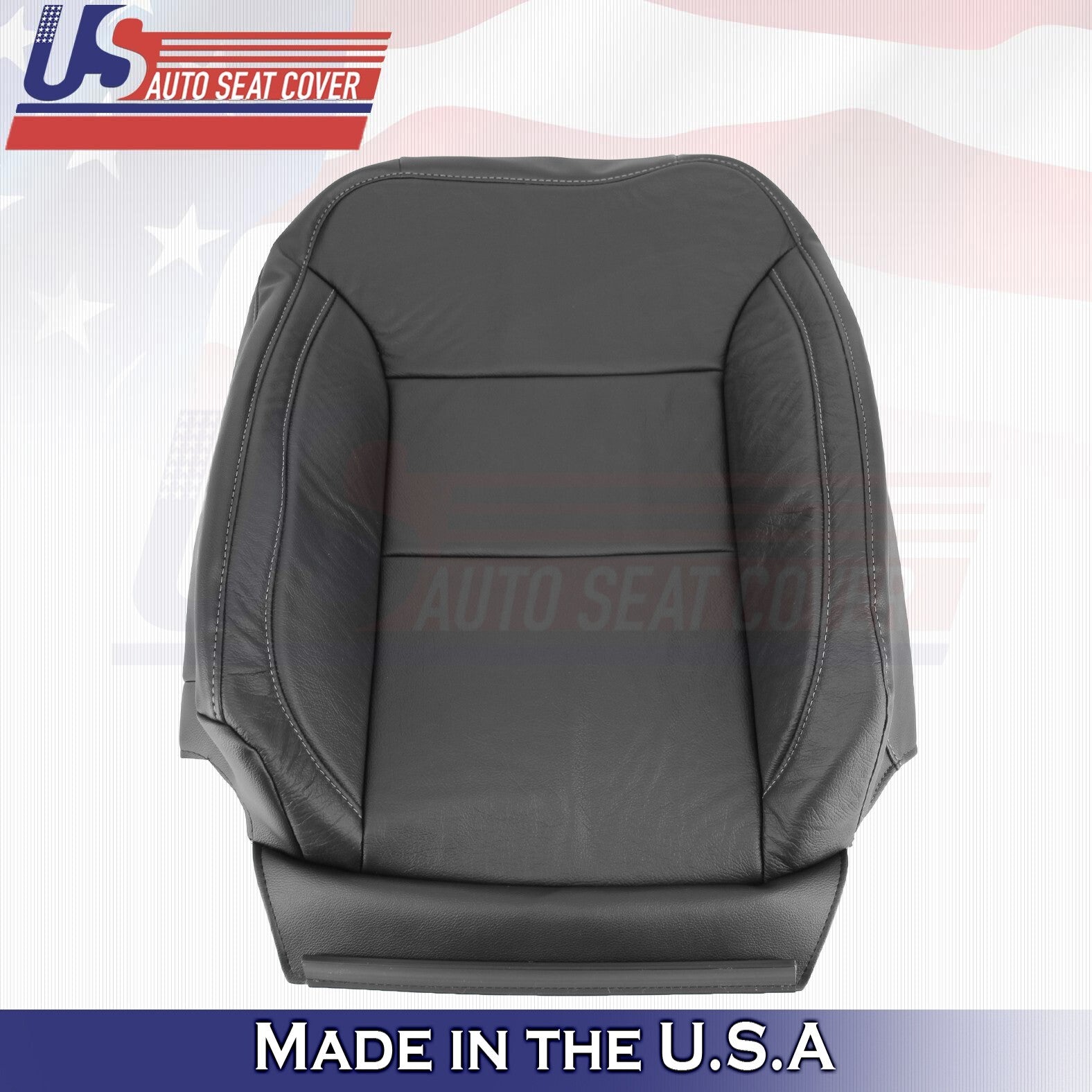2021 For Chevy Silverado 1500 WT Driver & Passenger Top Leather Seat Covers BLK