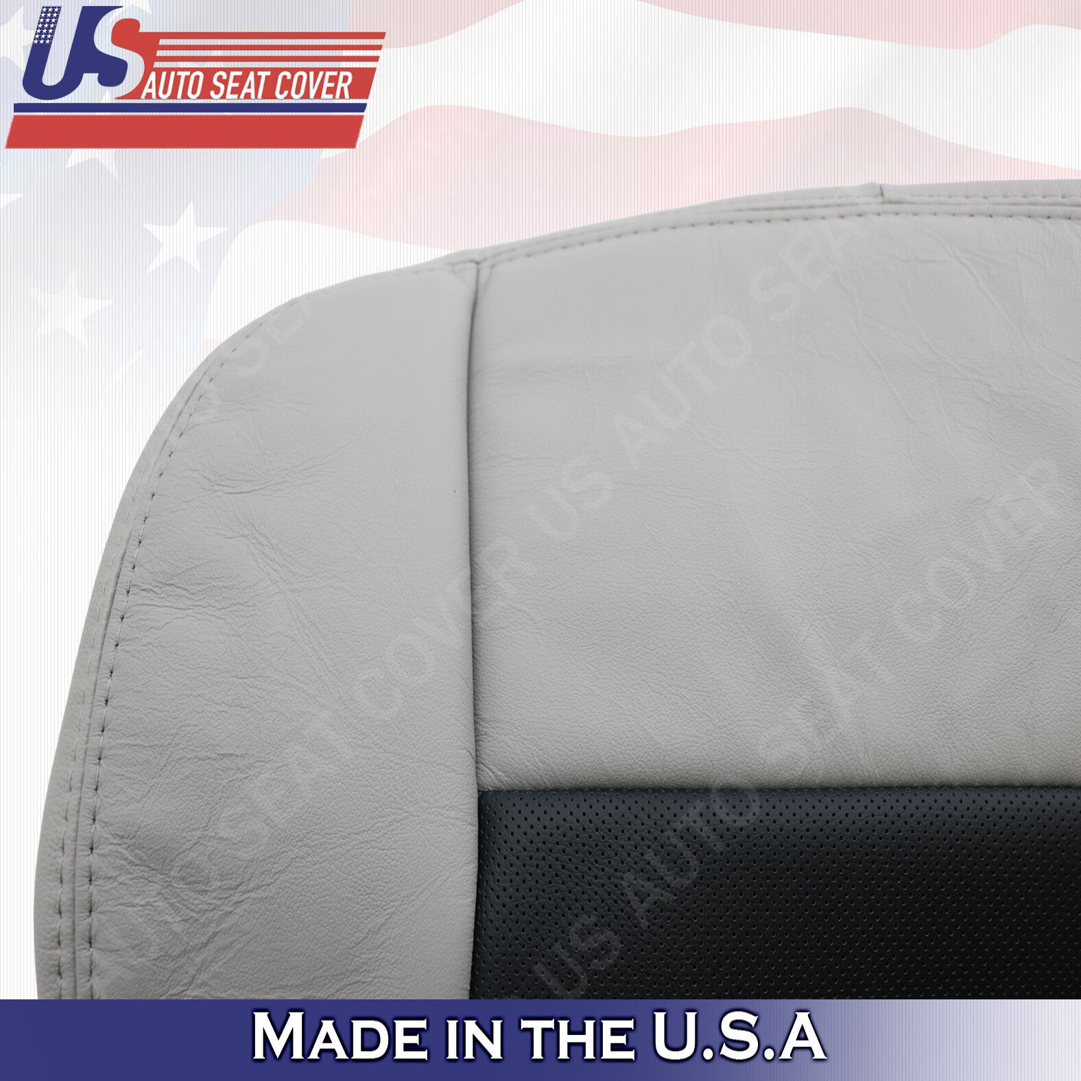 PASSENGER Bottom Perforated Leather Seat Cover 2003 2007 Cadillac CTS Blk & Gray