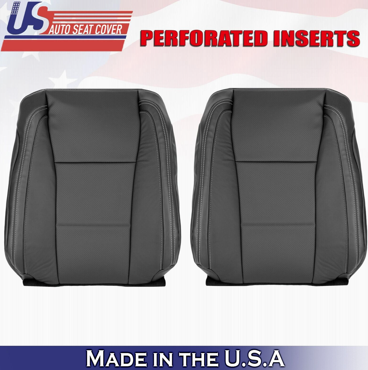 2017 For Ford F150 Lariat Driver & Passenger Top Perf Leather Seat Covers Black