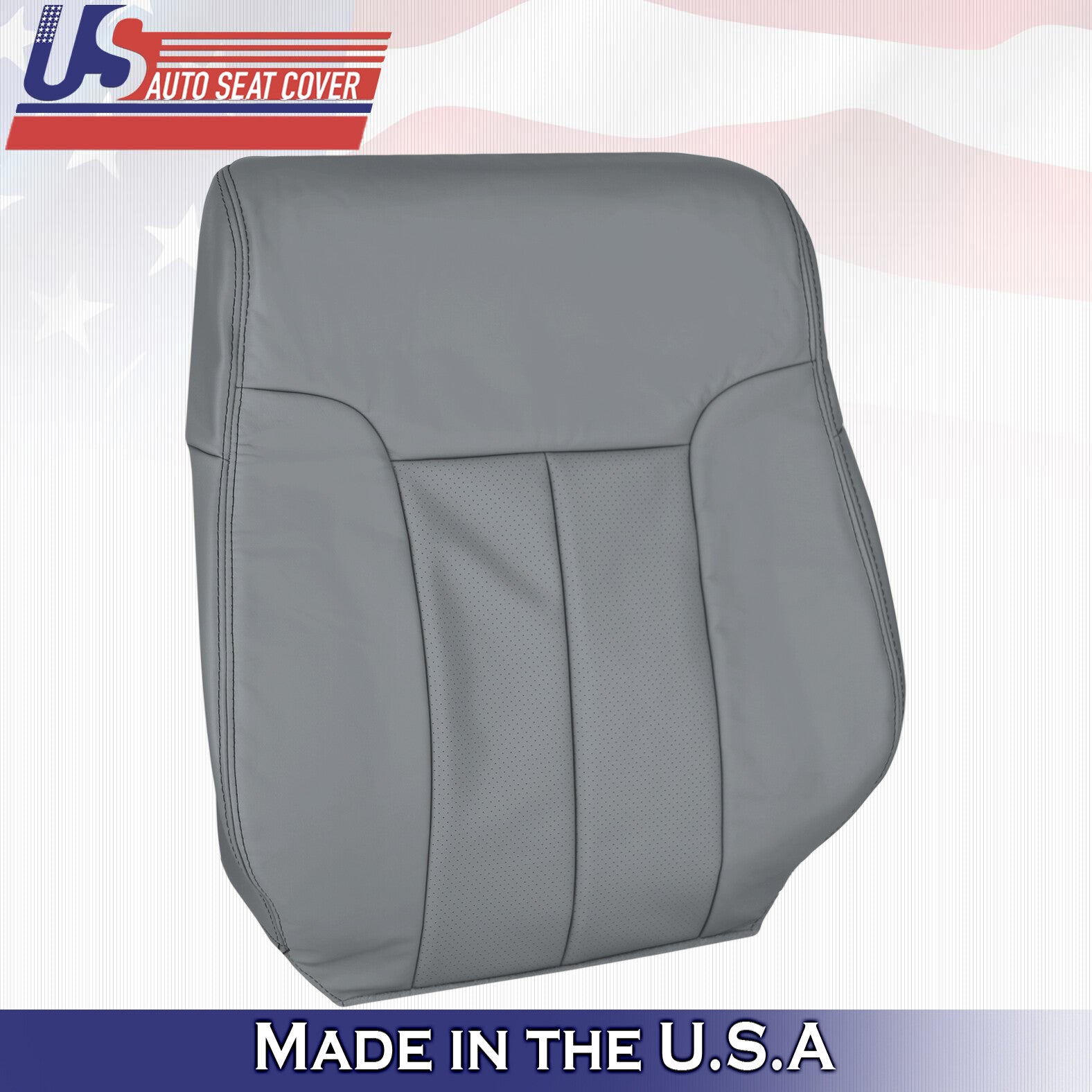 2014 Ford F150 Driver Side Top & Bottom Perforated Leather Seat Covers Gray