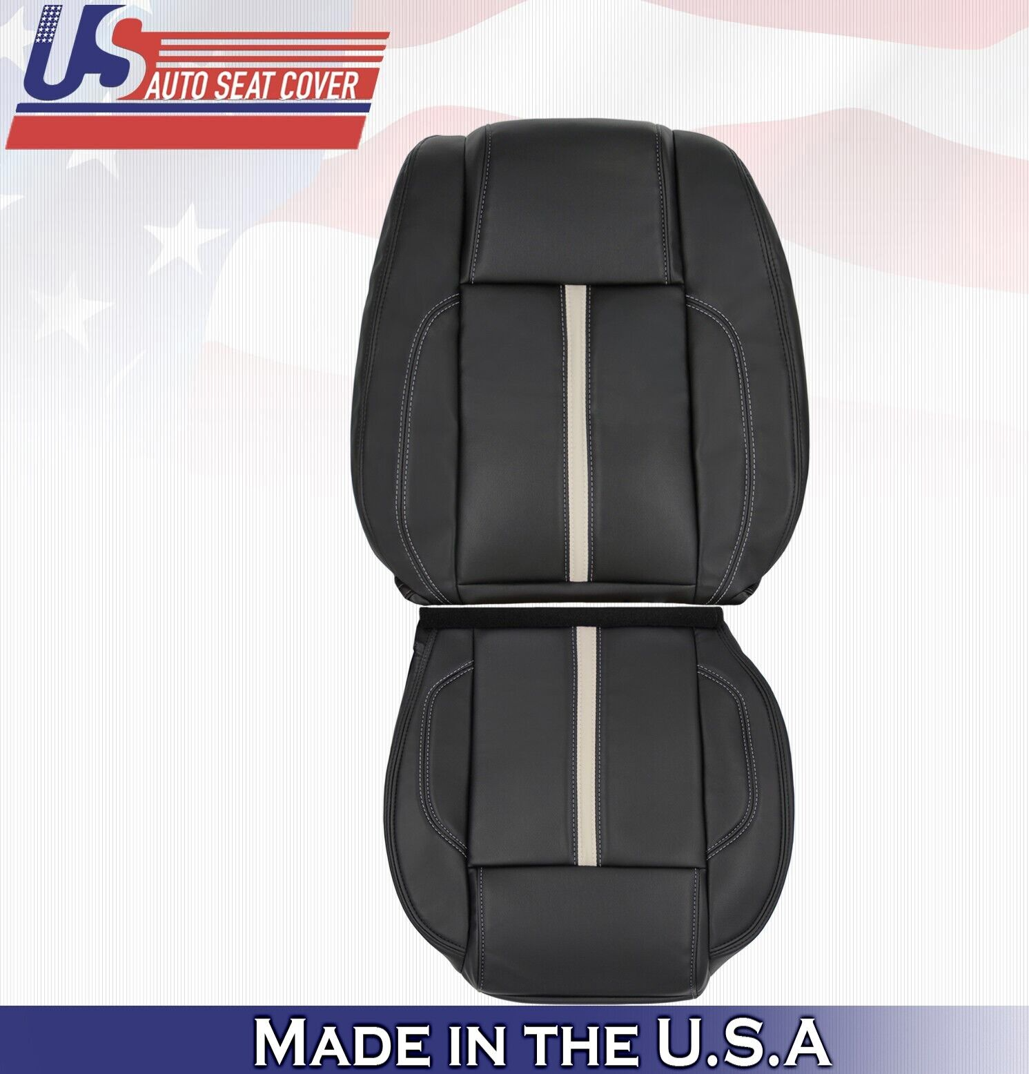 2013 2014 For Ford Mustang Gt Coupe Driver Top & Bottom Leather Seat Covers BLK