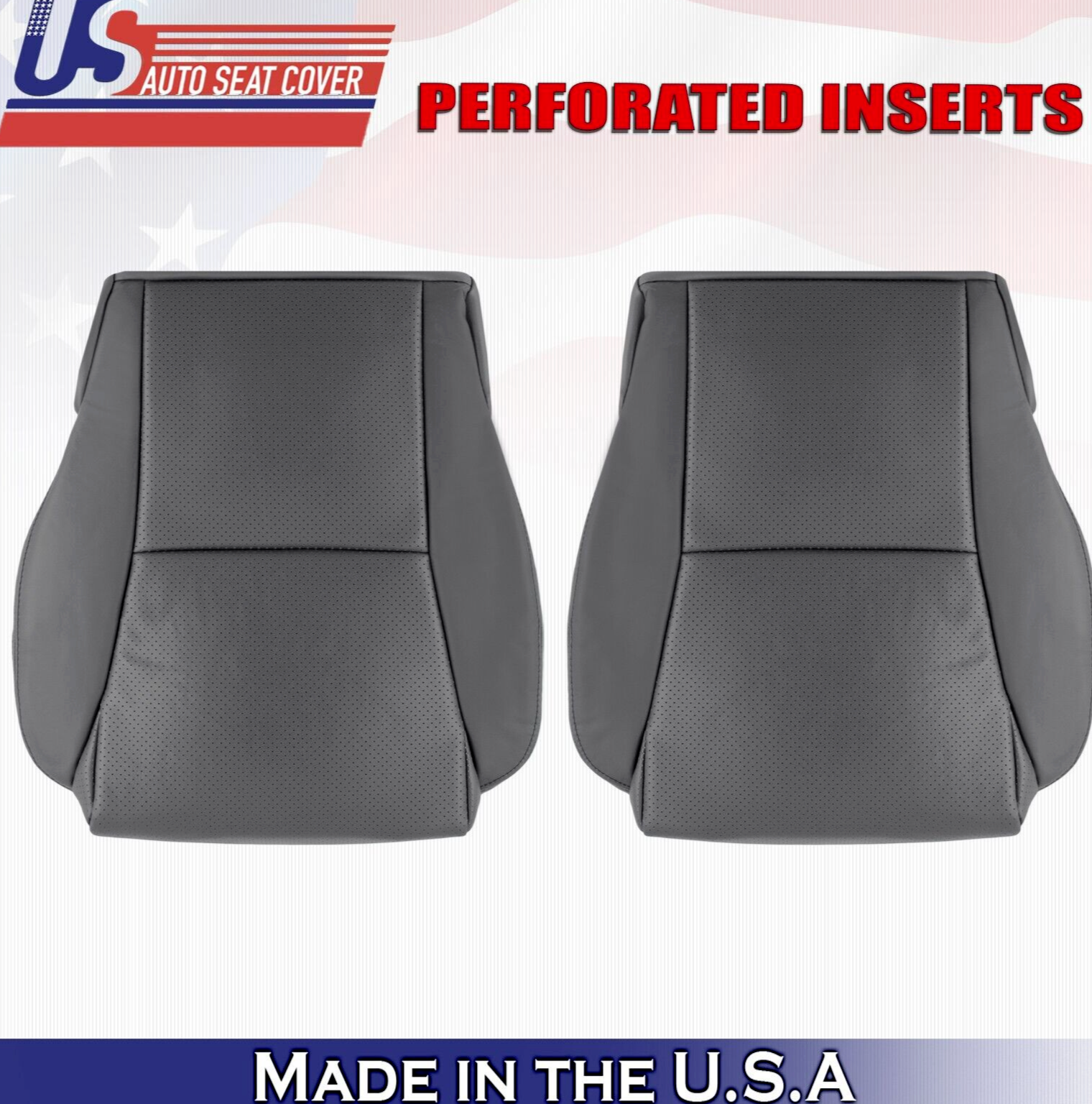 2008 For Toyota Solara Convertible Driver & Passenger Bottom Leather Covers Gray