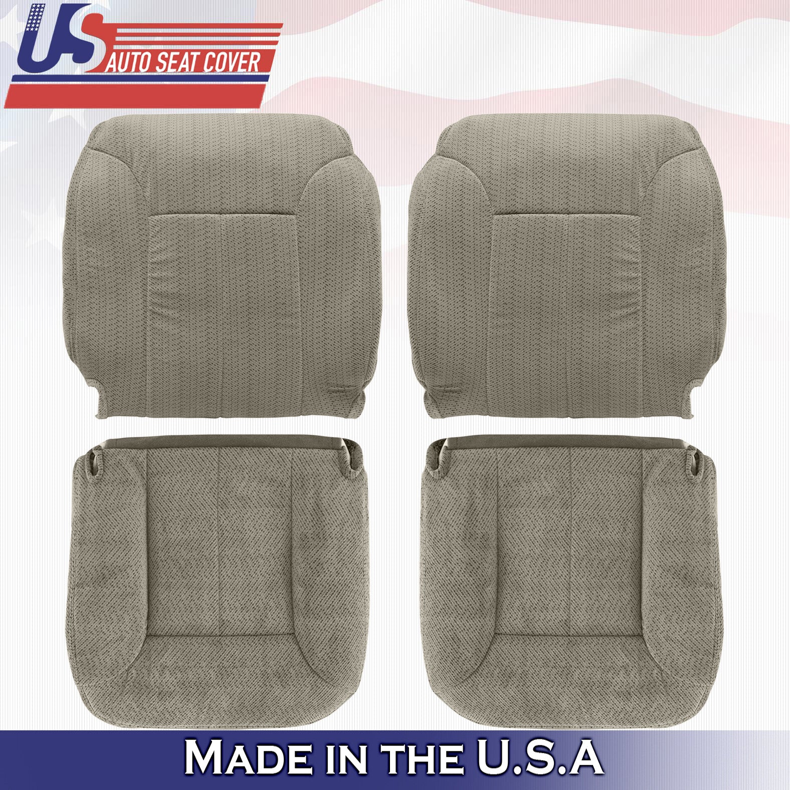 1995 to 1999 For Chevy Silverado 2 Tops 2 Bottoms 2Armrests Cloth Seat Cover Tan